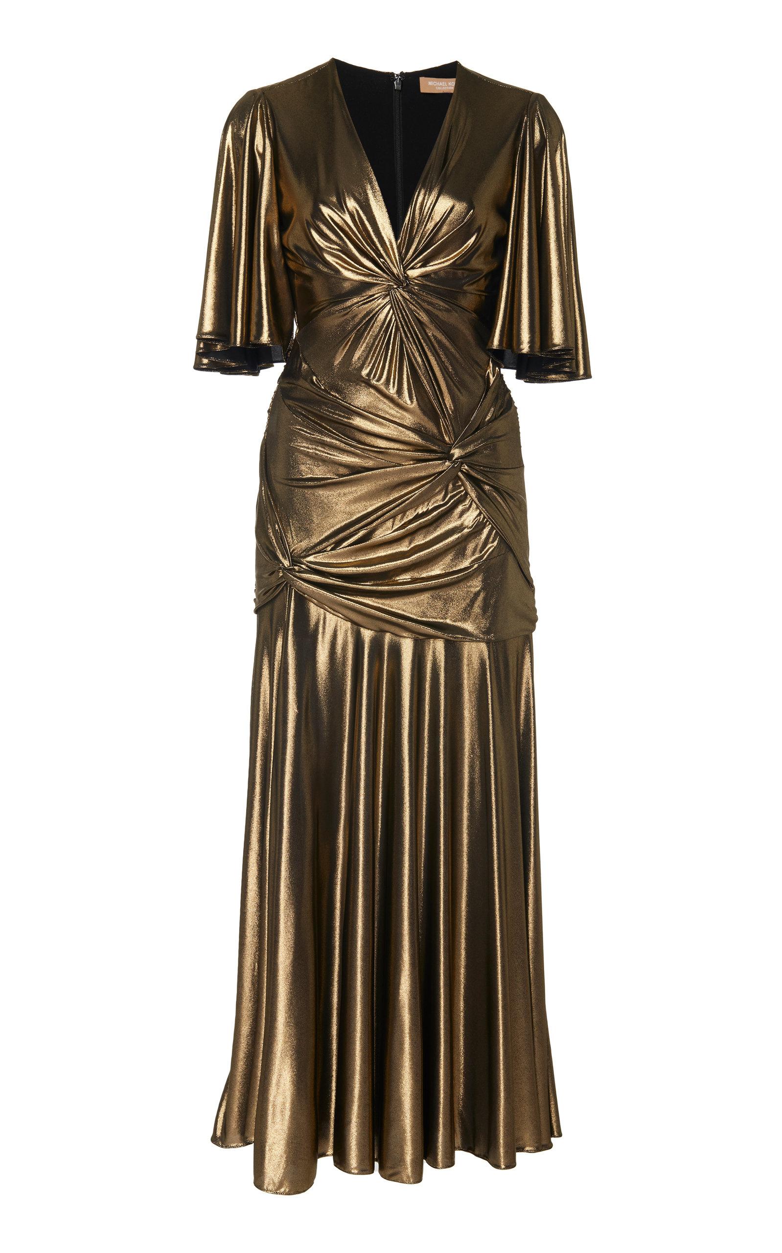 michael kors knotted metallic dress