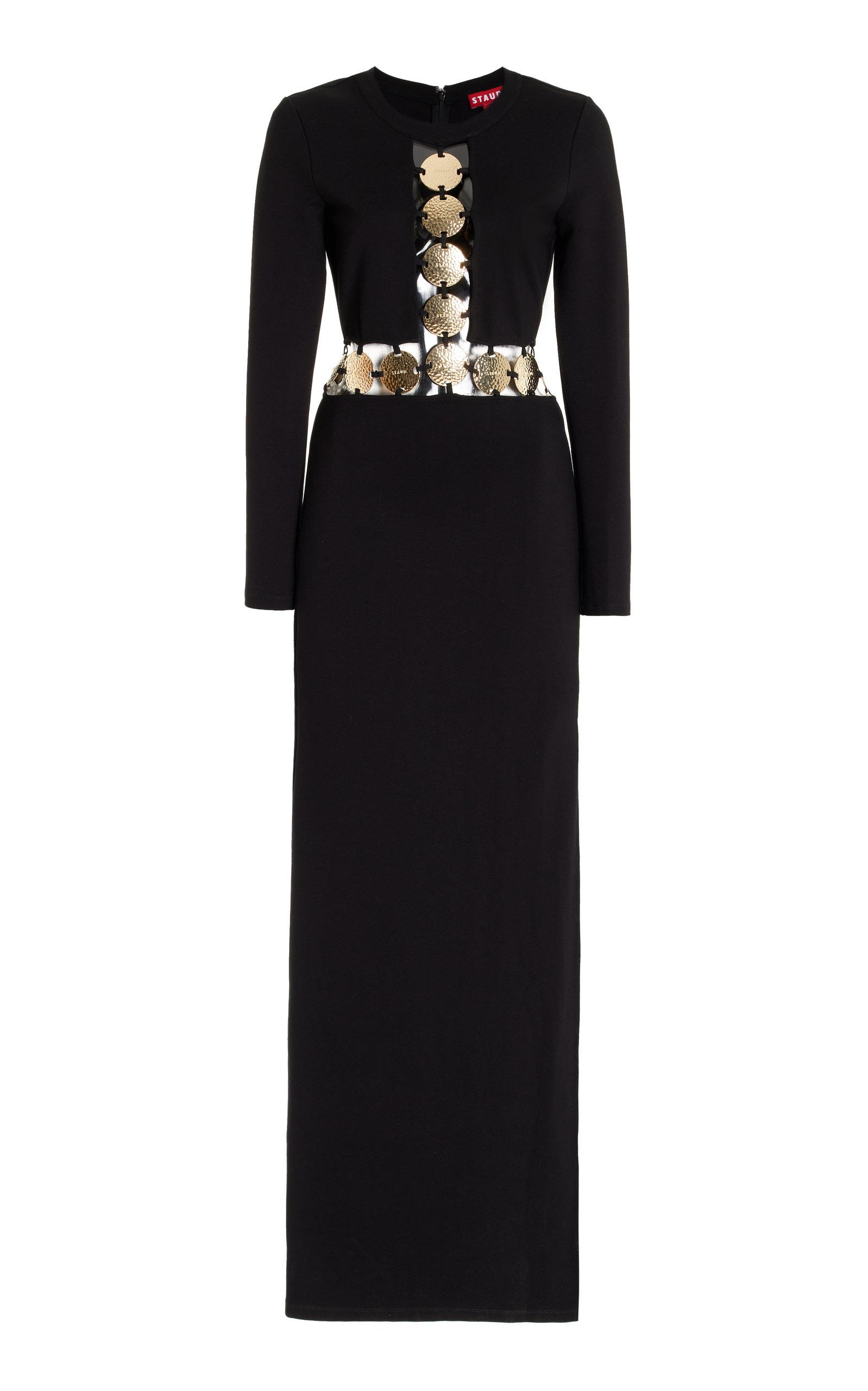 STAUD Delphine Embellished Jersey Maxi Dress in Black | Lyst