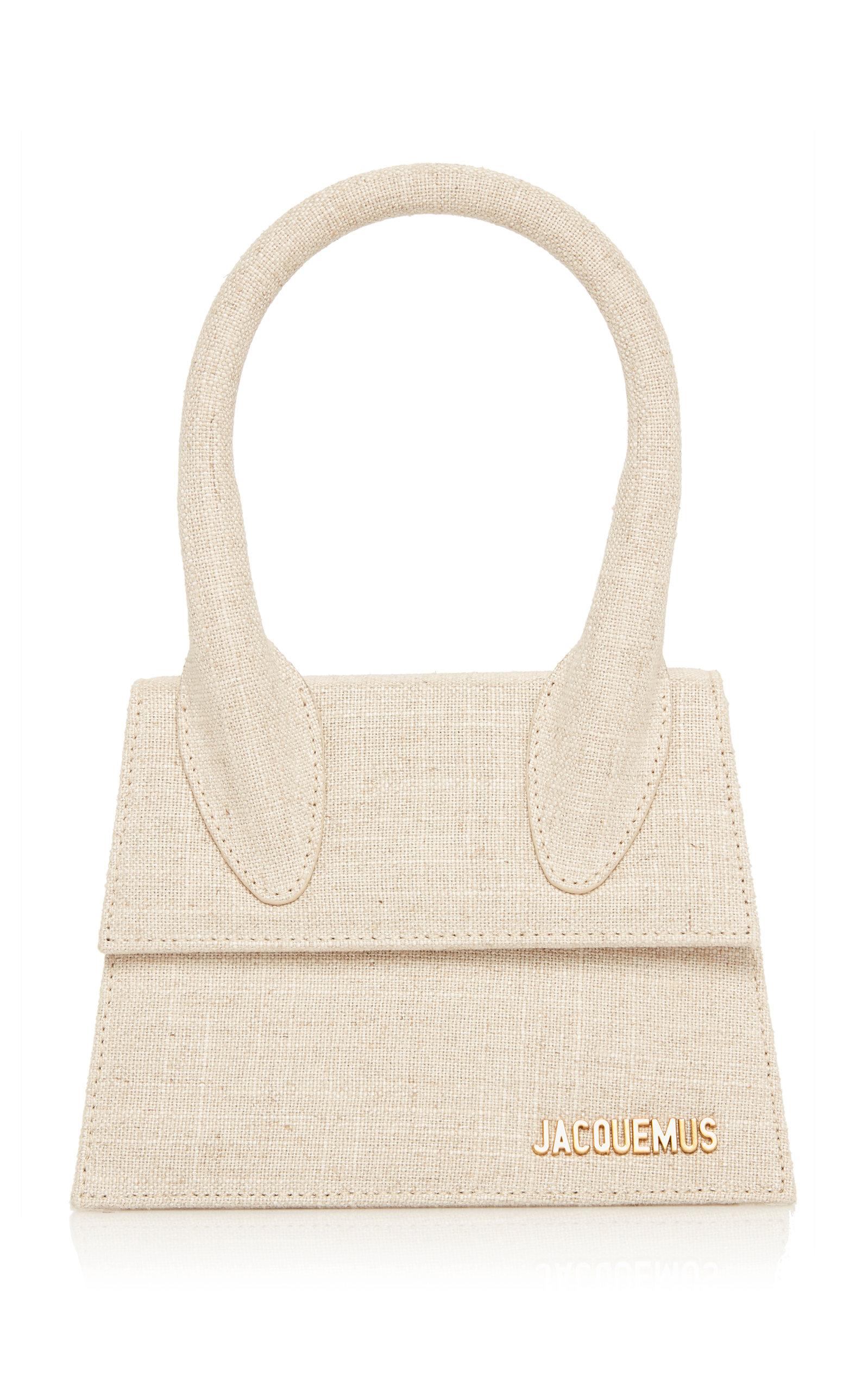 Jacquemus Le Chiquito Moyen Linen Top Handle Bag in White