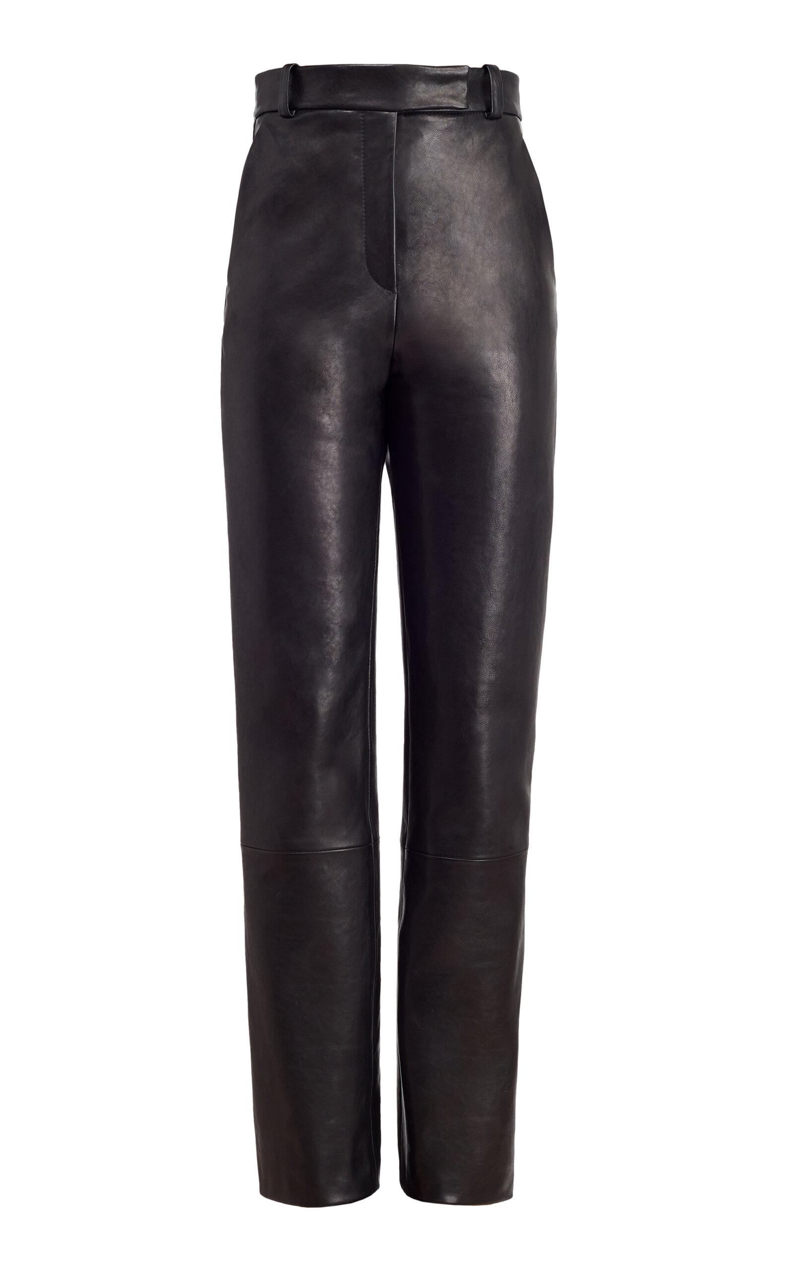 Khaite Emile Slim Leather Pants in Black | Lyst