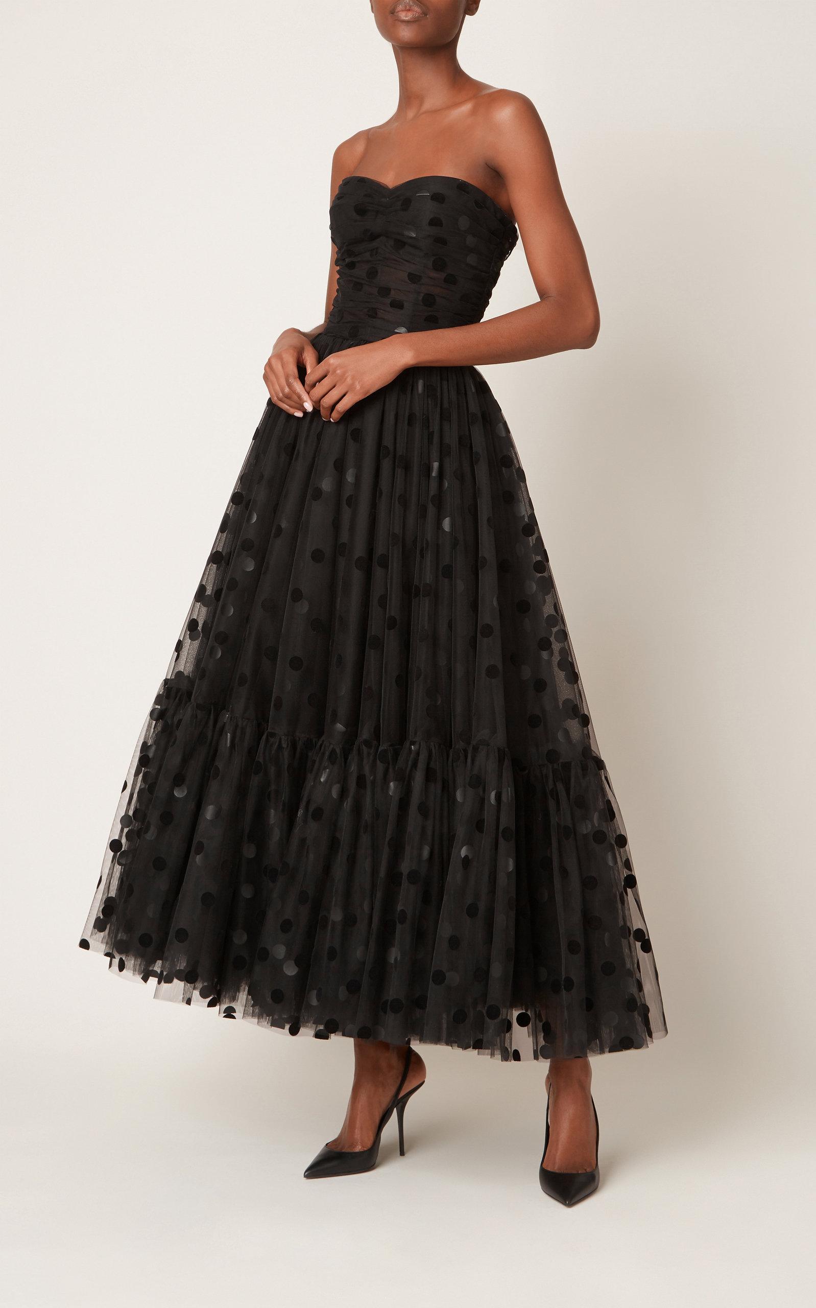 Dolce & Gabbana Polka-dot-flocked Tulle Gown in Black | Lyst