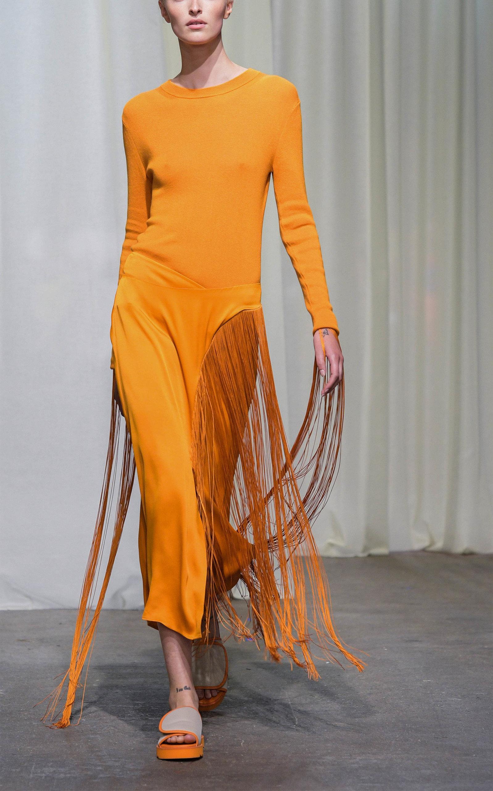 fringe orange skirt