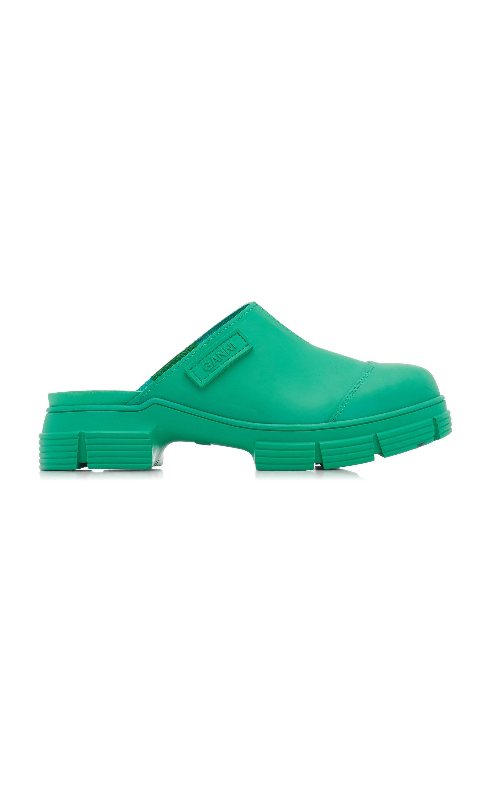 【関税込み】Green Recycled Rubber Retro Mules Buy Kristy Horsebit Embellished Mules In Mint Green | Mules