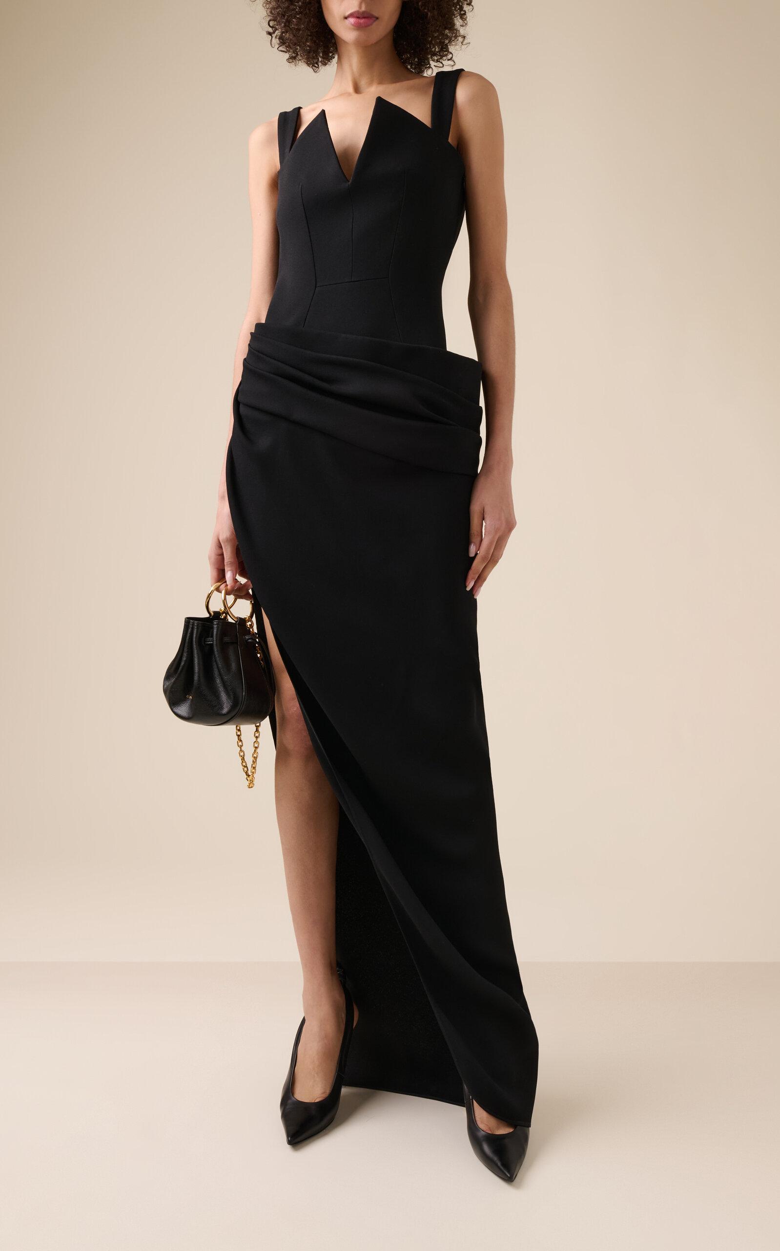 Givenchy Draped Crepe Maxi Dress in Black | Lyst