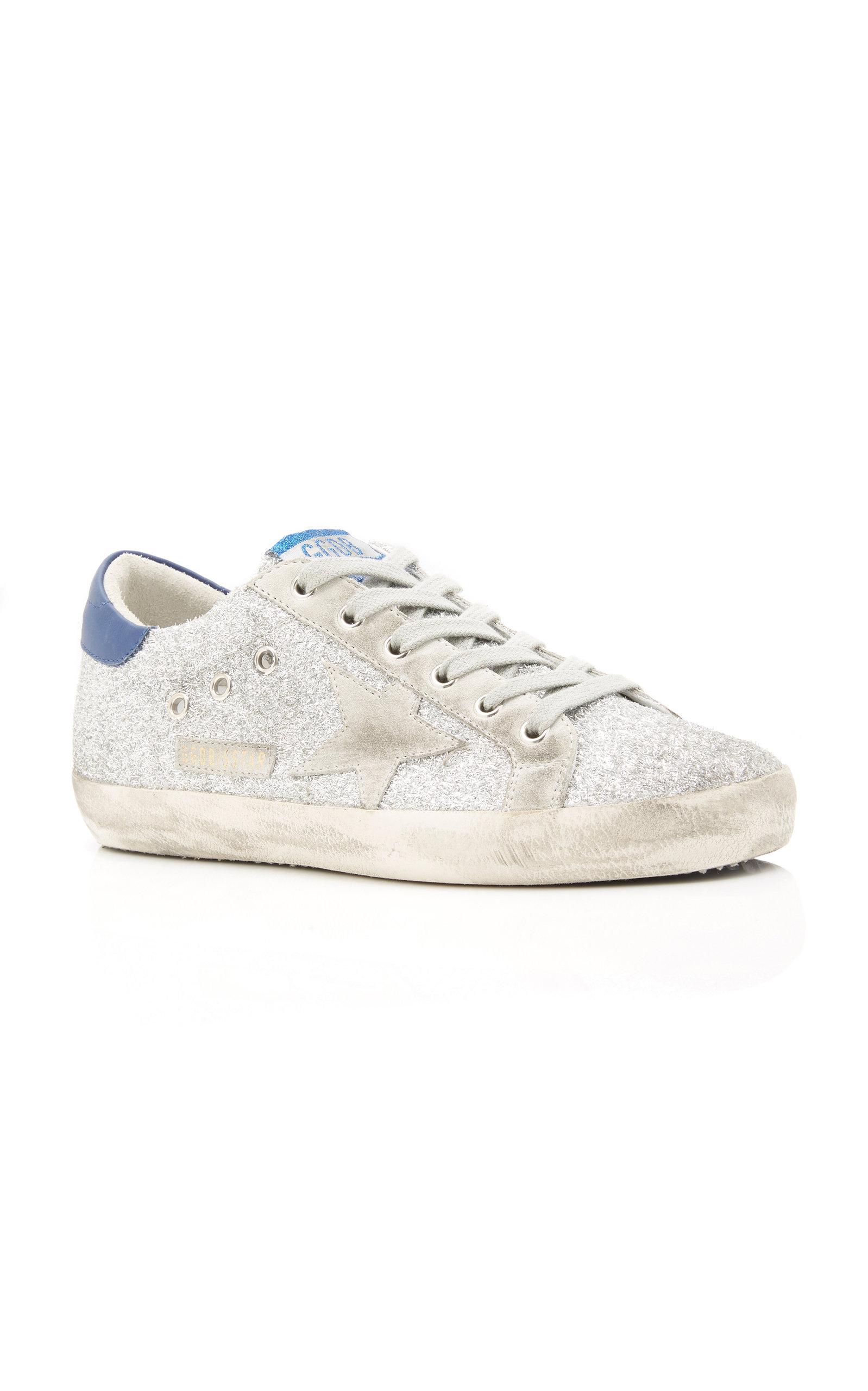 superstar glittered distressed leather sneakers