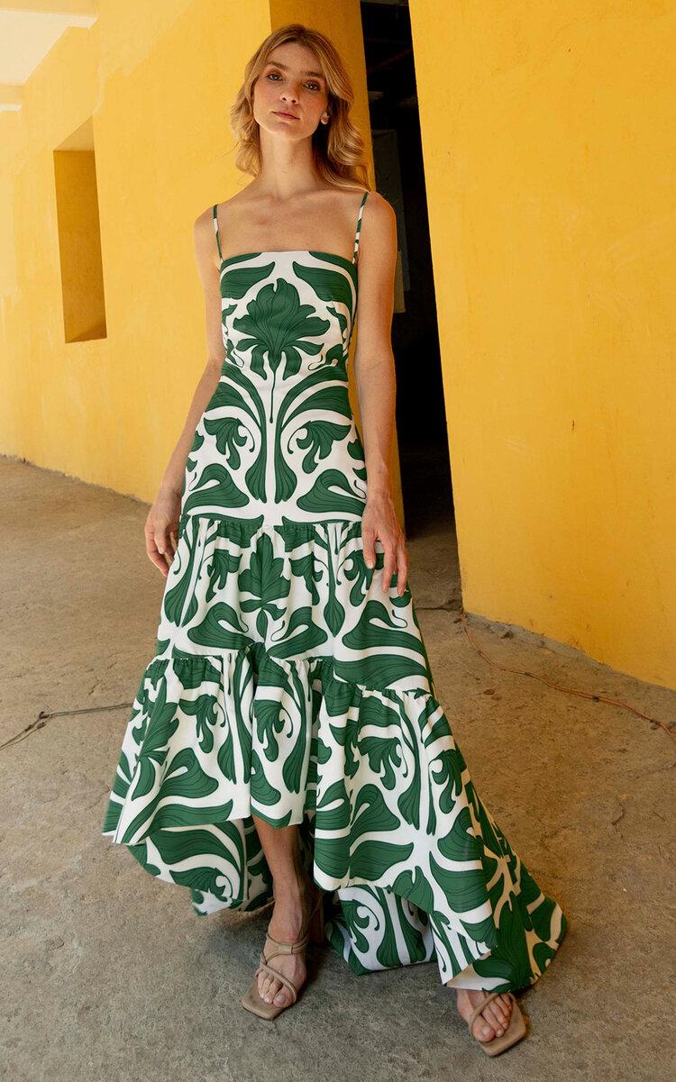 ANDRES OTALORA Joya Colonial Tiered Cotton Poplin Maxi Dress in Green | Lyst ANDRES OTALORA Joya Colonial Tiered Cotton Poplin Maxi Dress in Green | Lyst