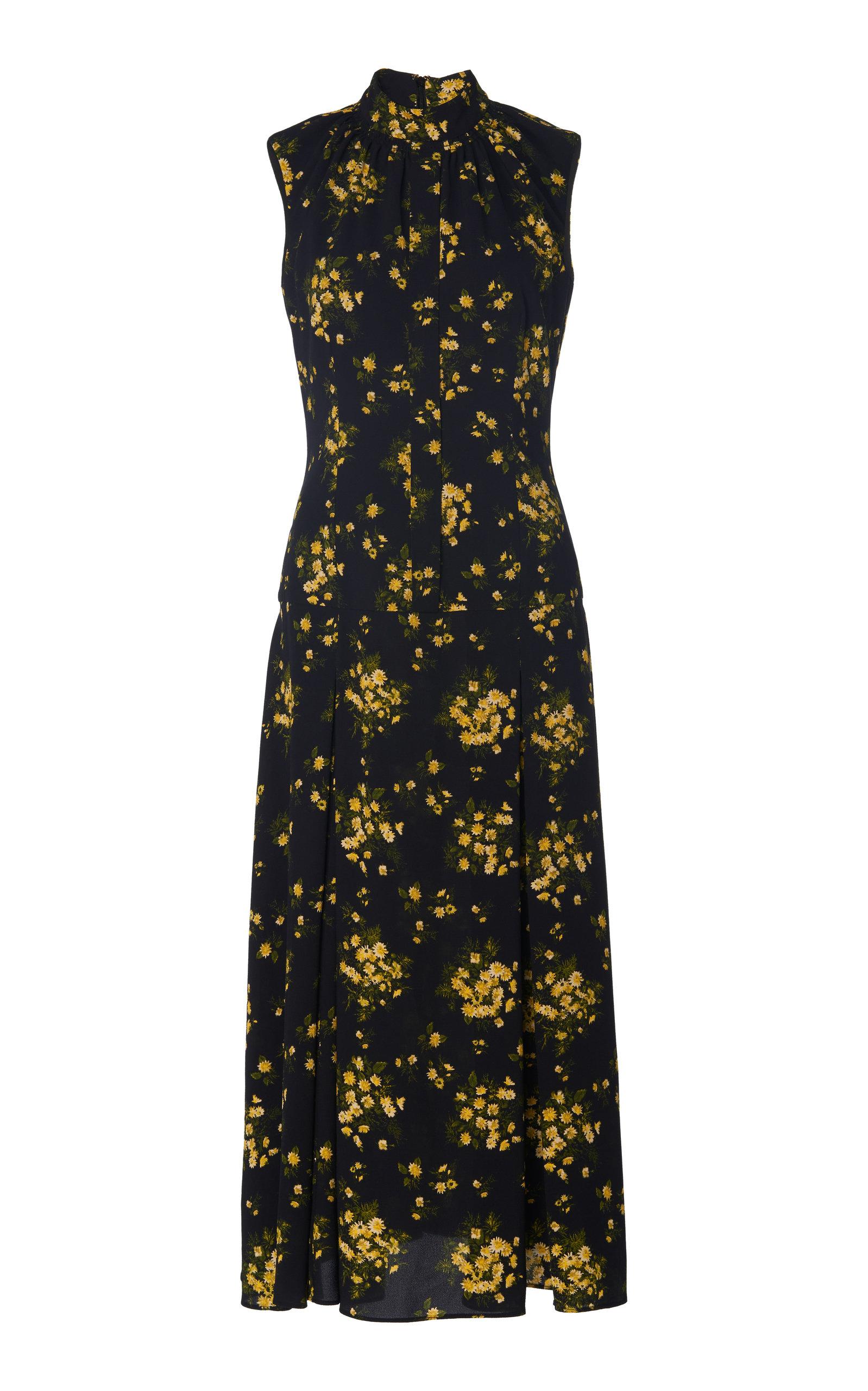 Emilia Wickstead Joella Floral-print Chiffon Midi Dress in Yellow - Lyst