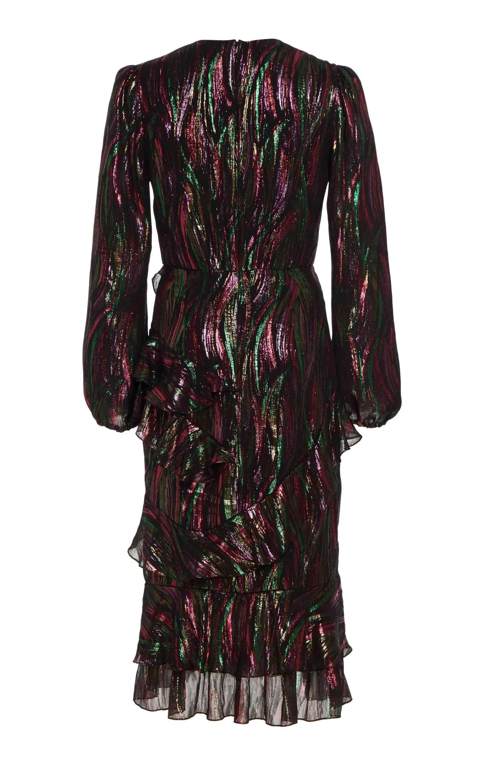 Saloni Silk Alya Metallic Striped Midi 