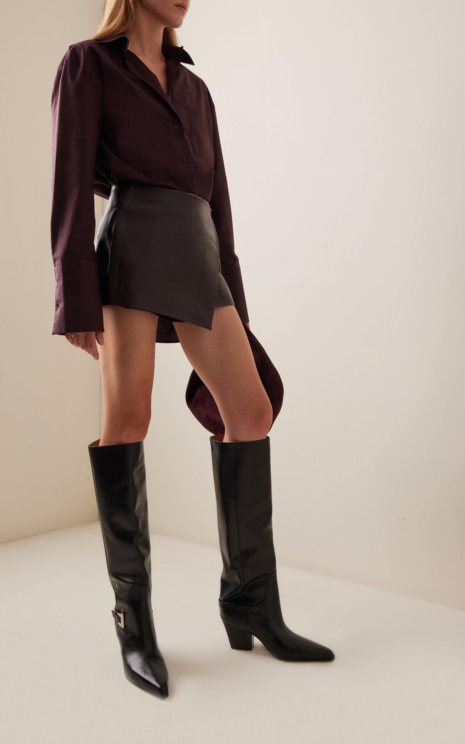 Paris Texas Jane Buckle-detailed Leather Boots in Black | Lyst