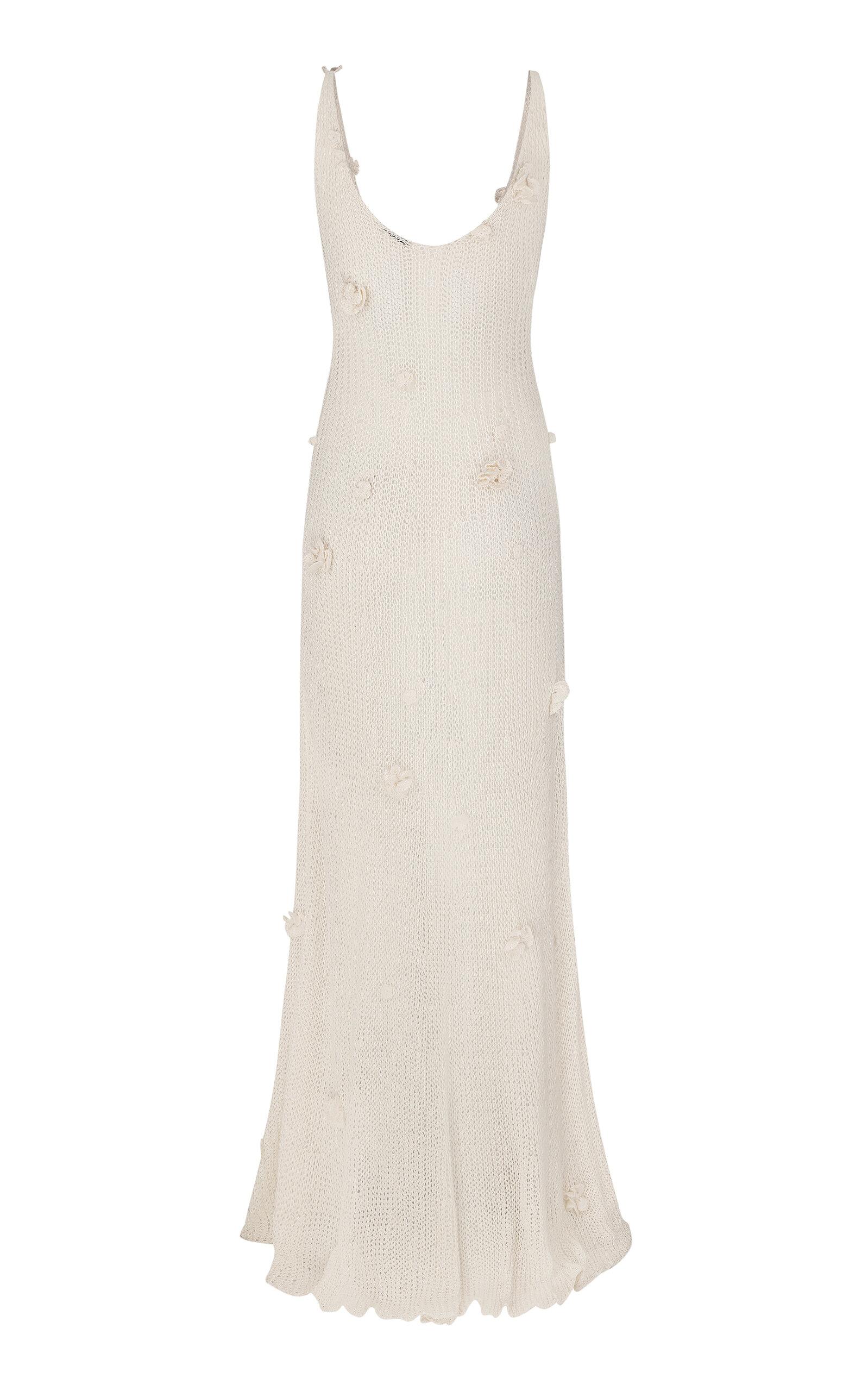 Anna October Astrid Flower-embellished Knit Organic Cotton Maxi Dress in White | Lyst Anna October Astrid Flower-embellished Knit Organic Cotton Maxi Dress in White | Lyst