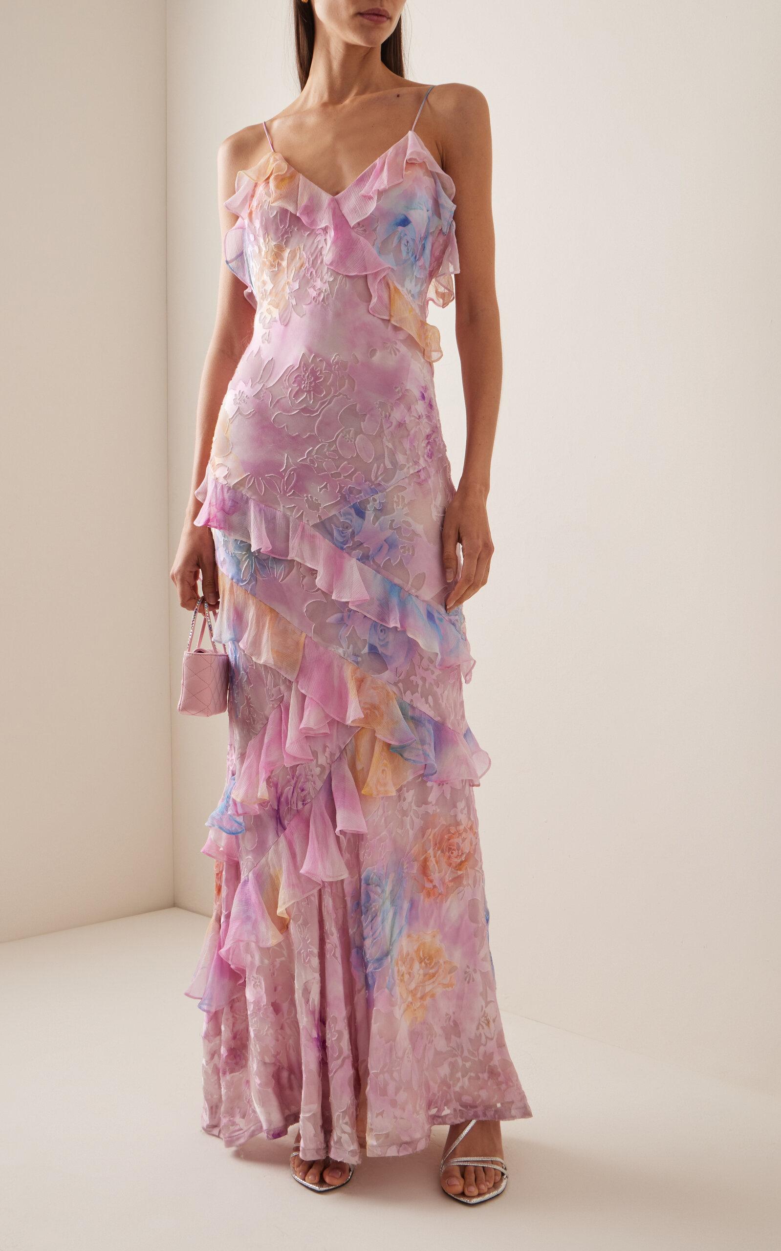 open lace back dress Rialto Silk-Blend Maxi Dress Italian Ice / 0 main image 1
