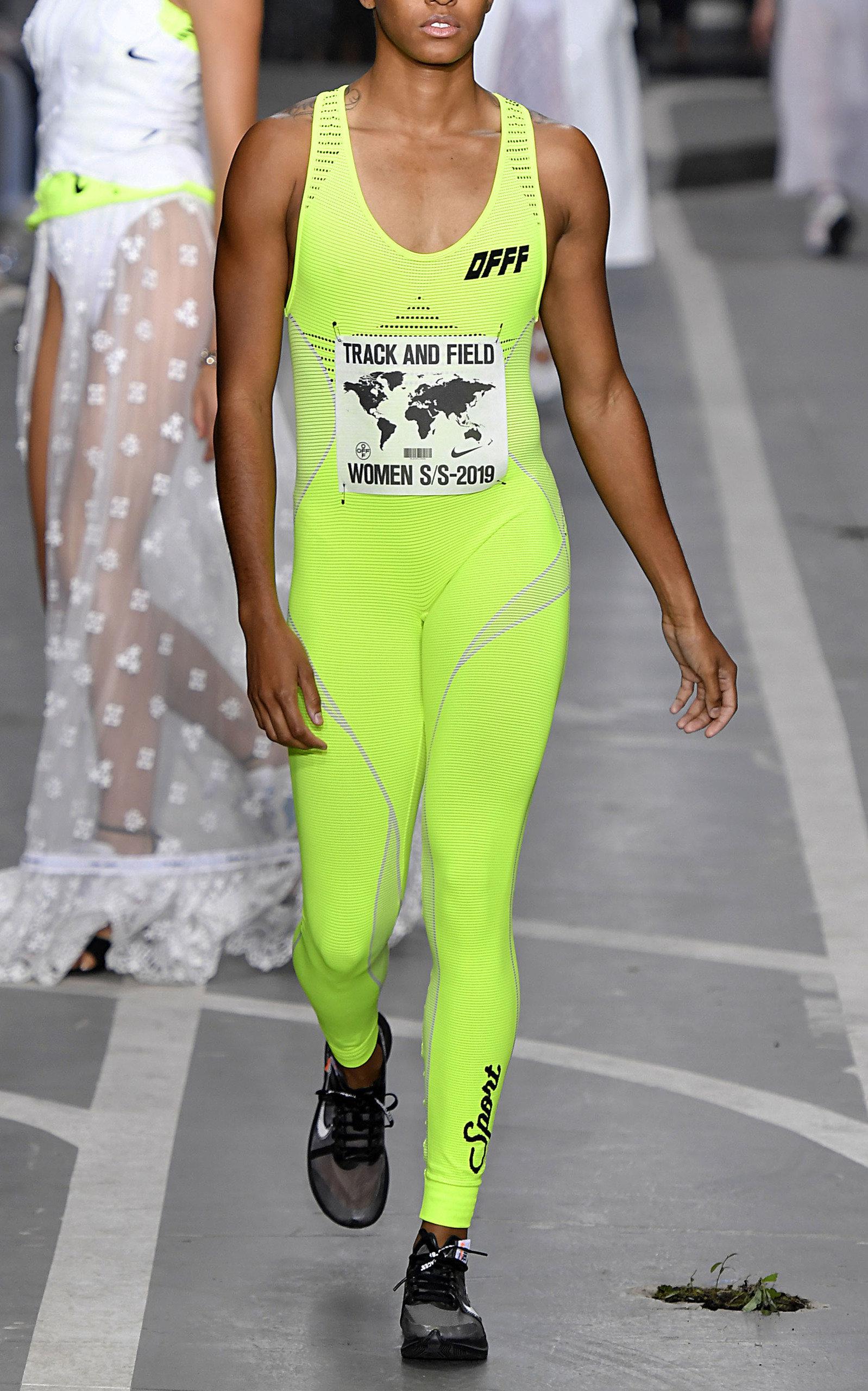 off white athletic knit jumpsuit