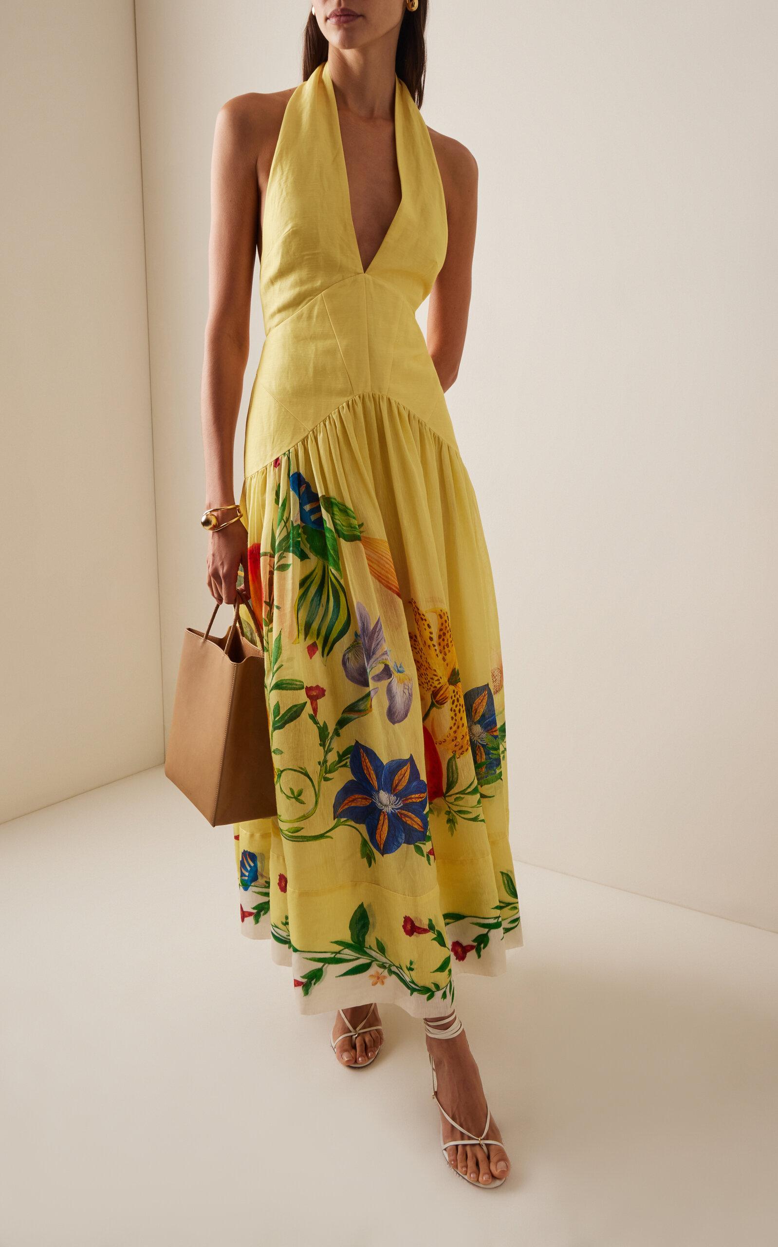 halter neck bridesmaid dress Ever-Pretty Floral Halter Neck Chiffon Backless Bridesmaid Dress with Pleated main image 1