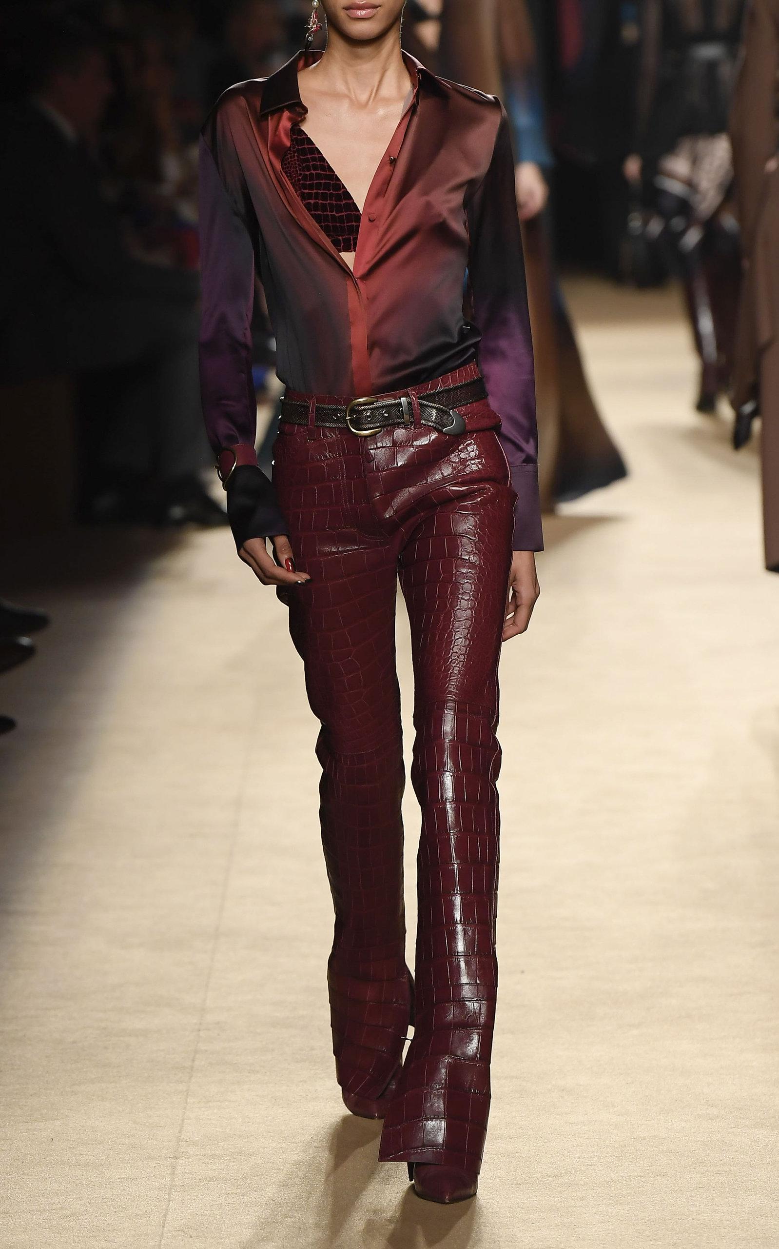 Roberto Cavalli Croc Leather Pant in 
