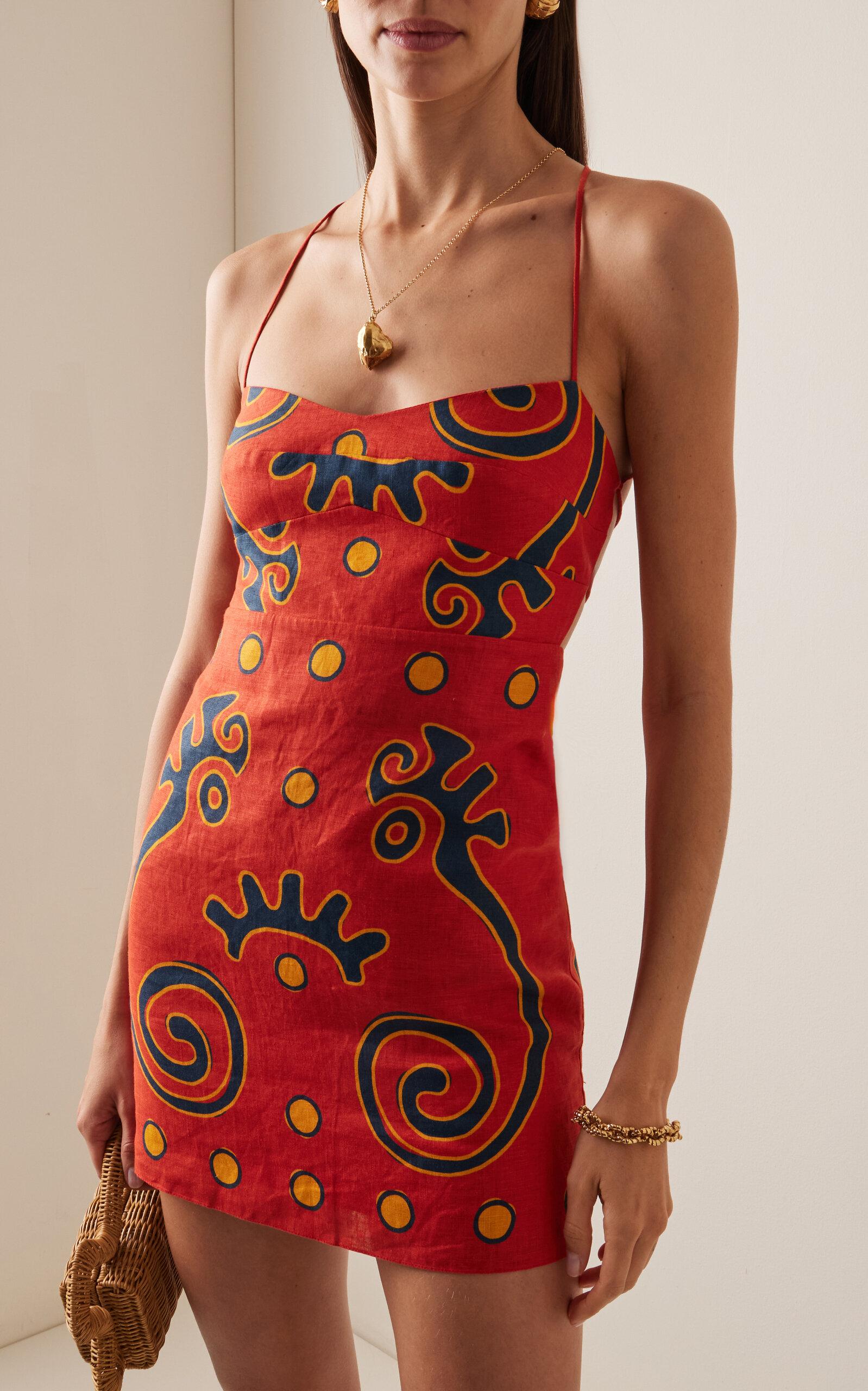 Cala De La Cruz Tere Linen Dress in Red | Lyst