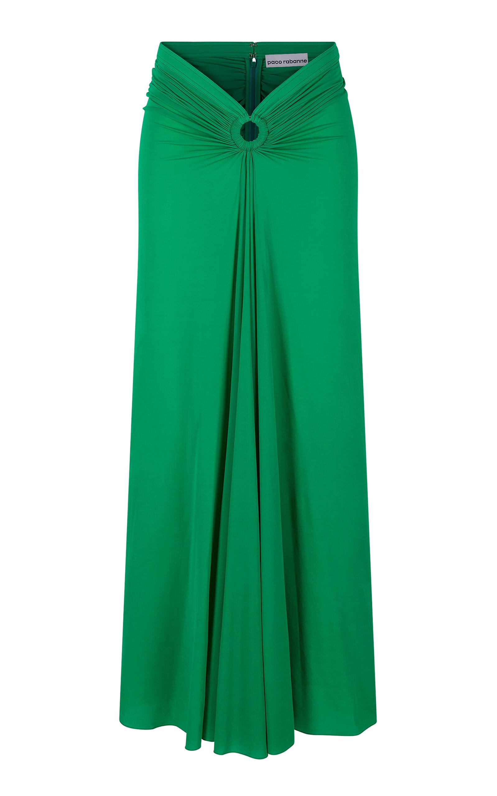 Paco Rabanne Gathered Maxi Skirt in Green | Lyst