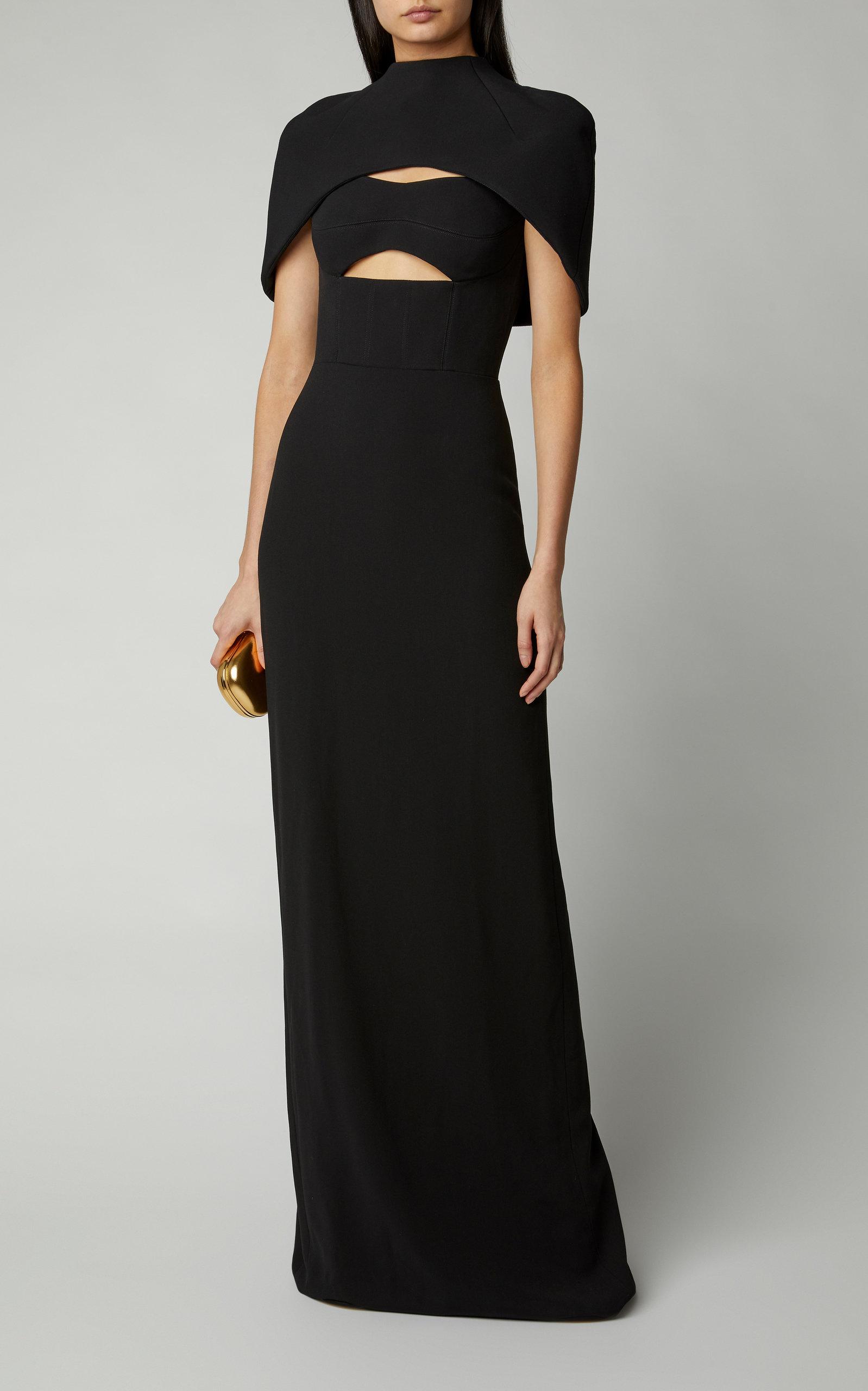 Brandon Maxwell Cape-effect Crepe Gown in Black