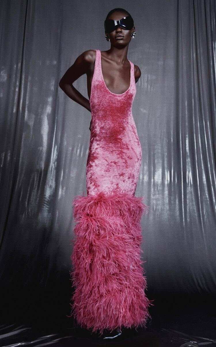 lapointe pink dress $1550 LAPOINTE Women Pink Sequin Turtleneck Side-Slit Maxi Dress Size 8
