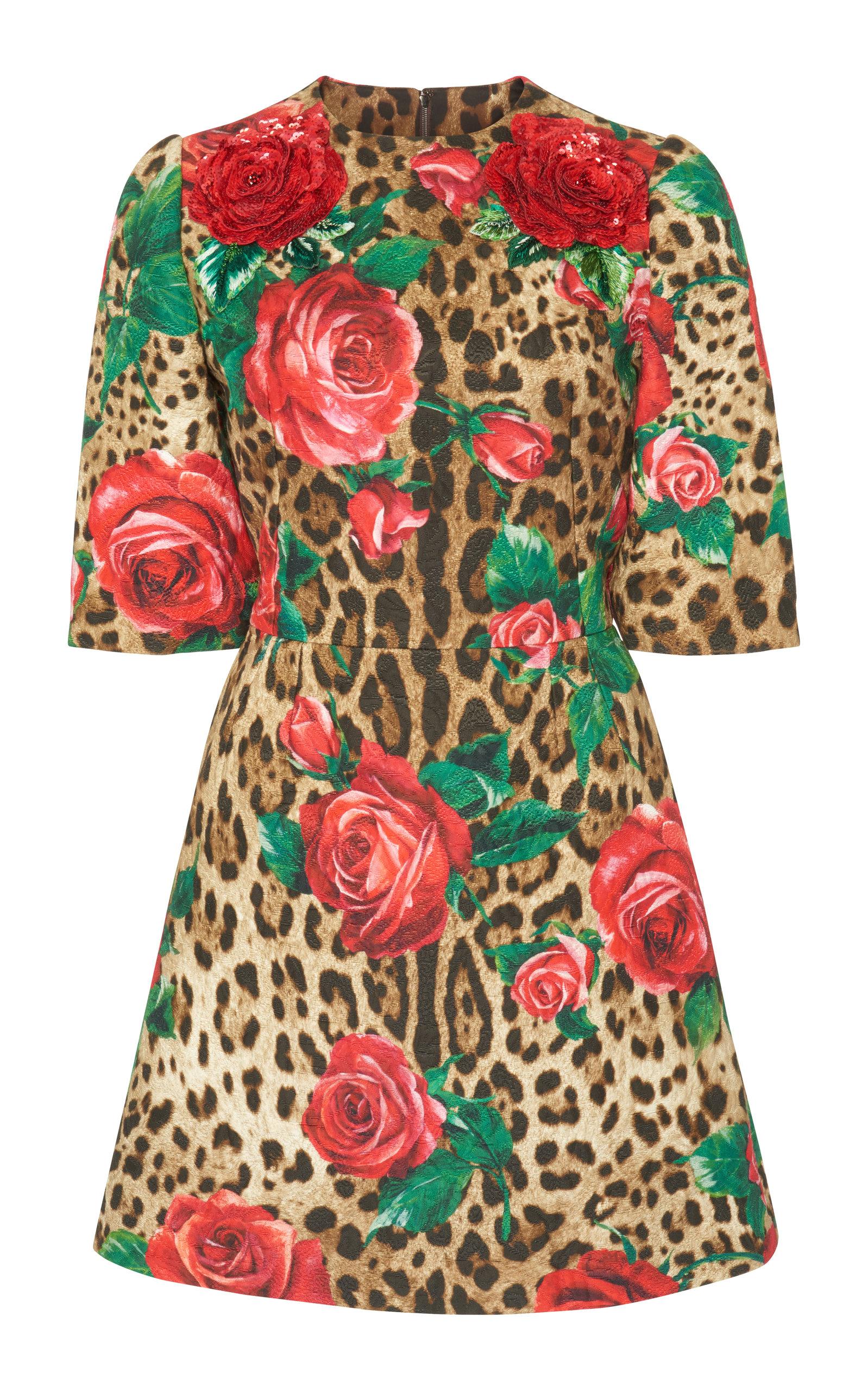 Dolce Gabbana Leopard Print Floral Dress Lyst