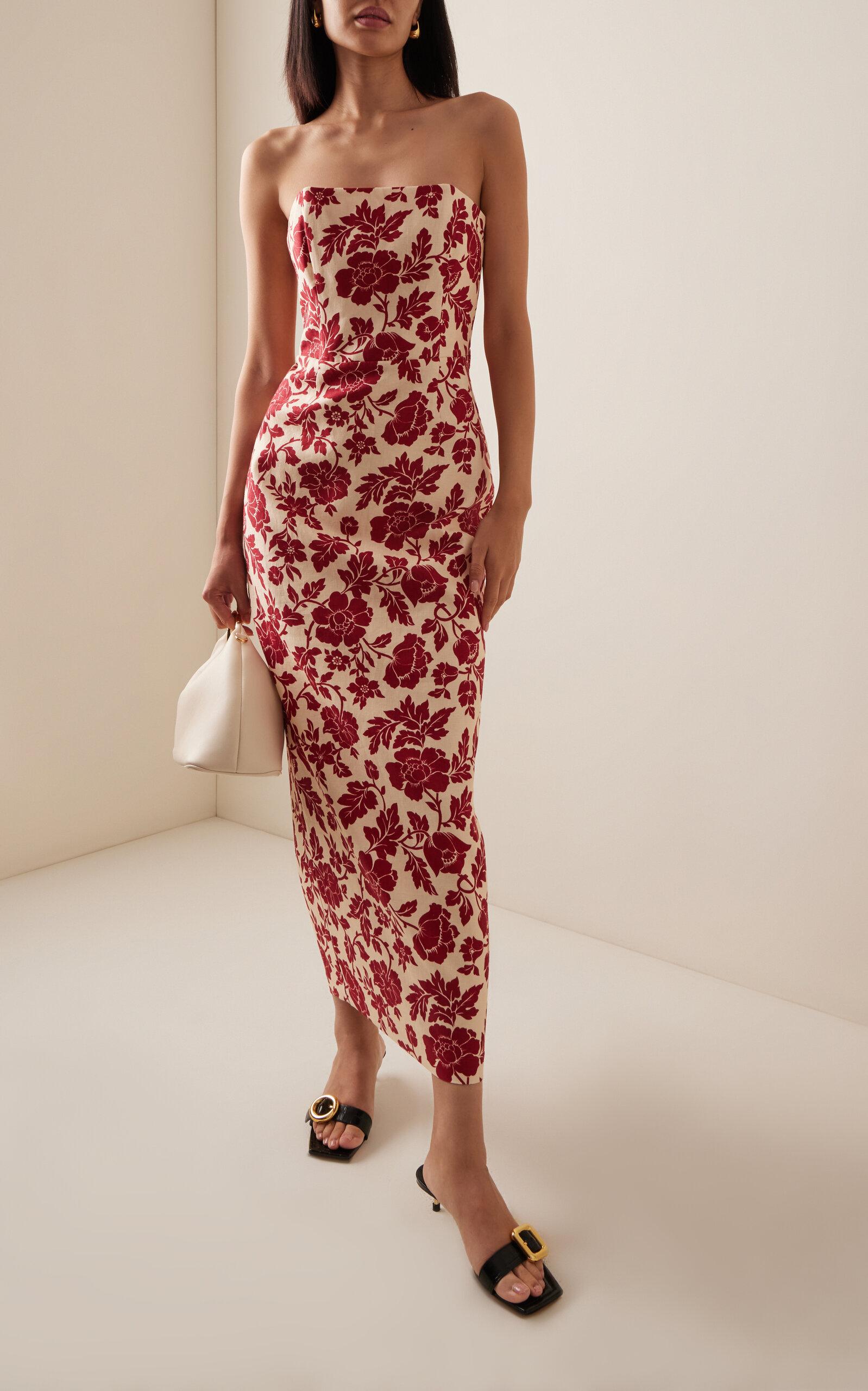 posse red linen dress Lori polka-dot linen maxi dress in red - Posse