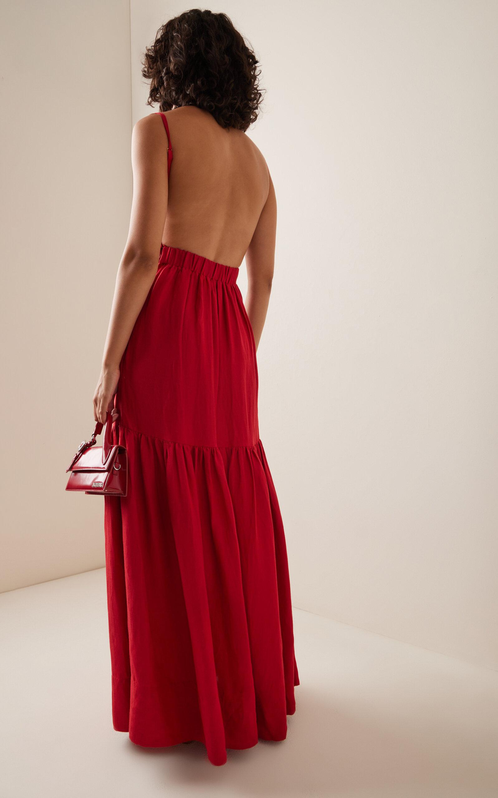 Posse Elise Tiered Linen-blend Maxi Dress | Lyst