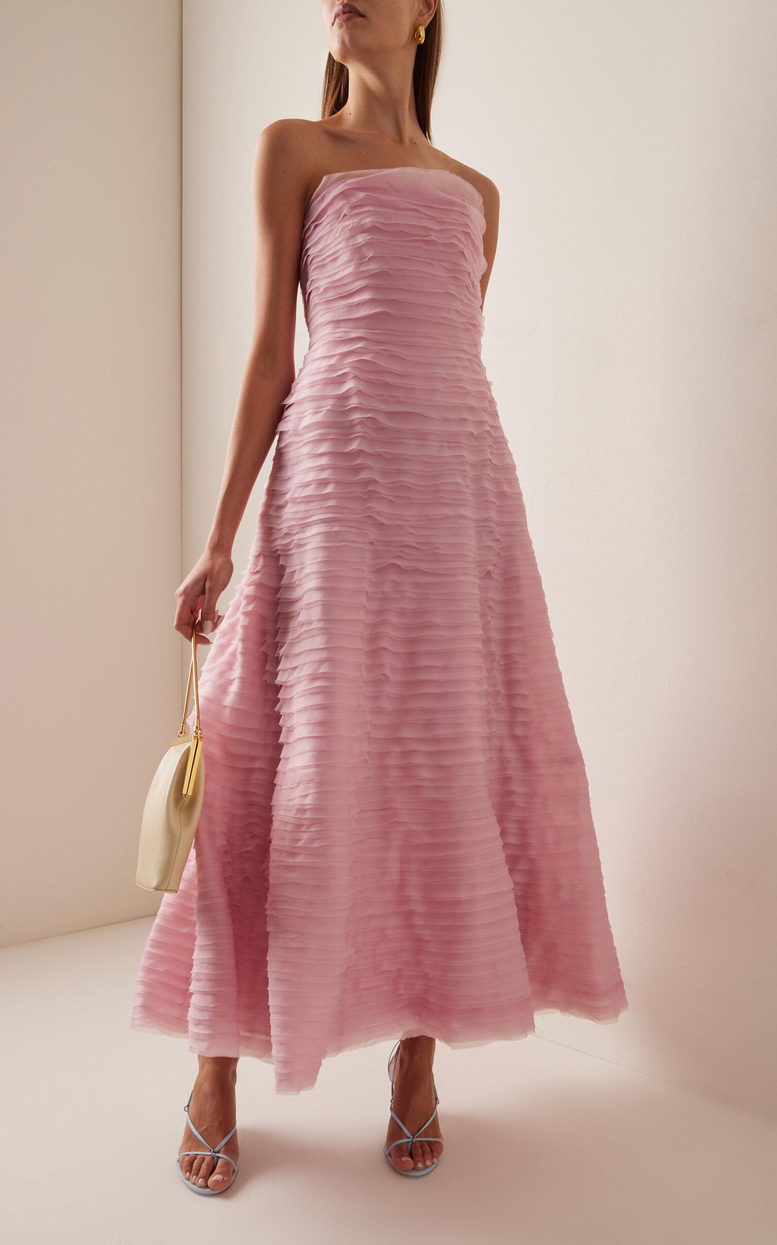 Aje. Soundscape Strapless Ruffled Maxi Dress in Pink | Lyst