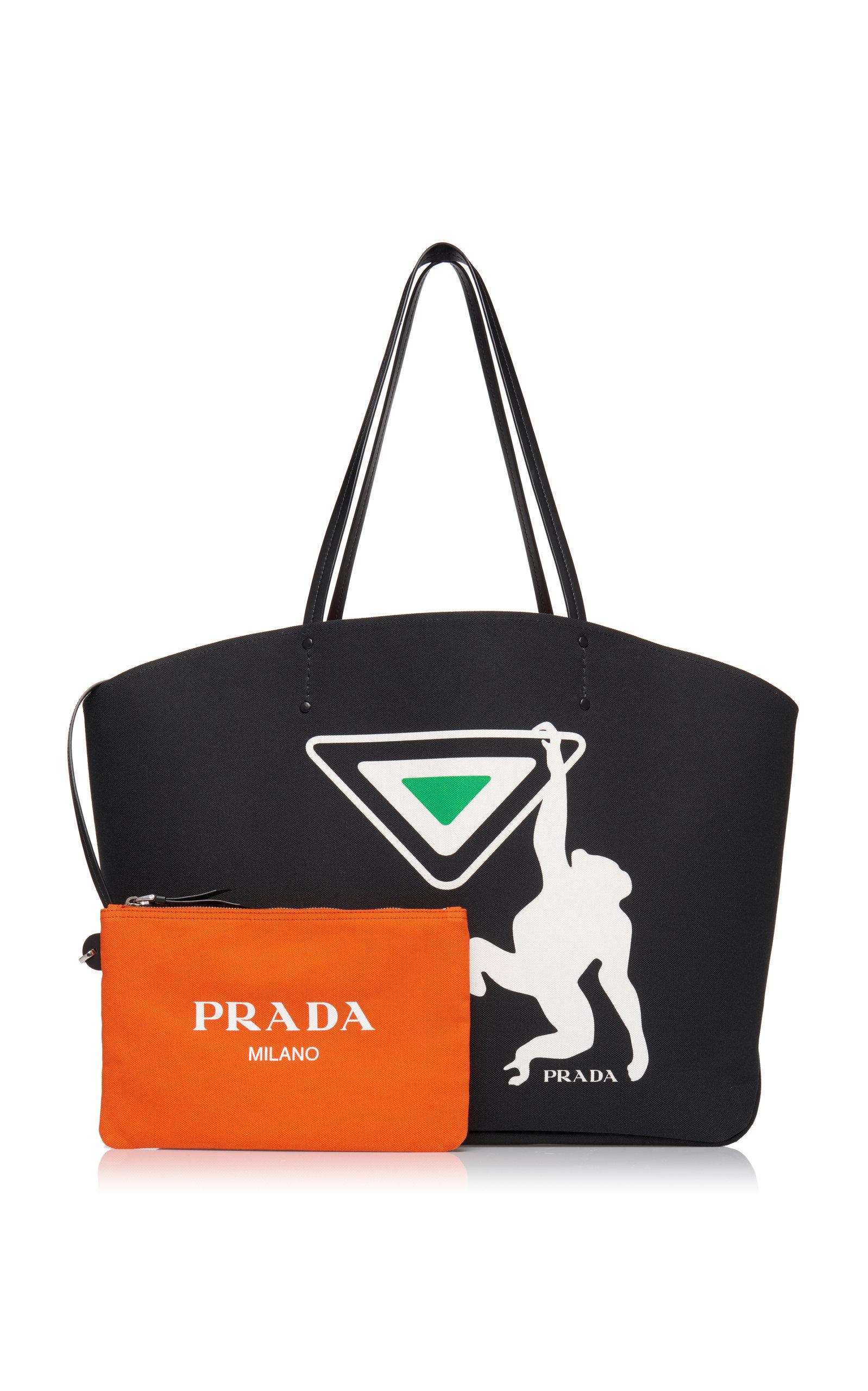 Prada Canvas Canapa Tote With Monkey in Black - Lyst