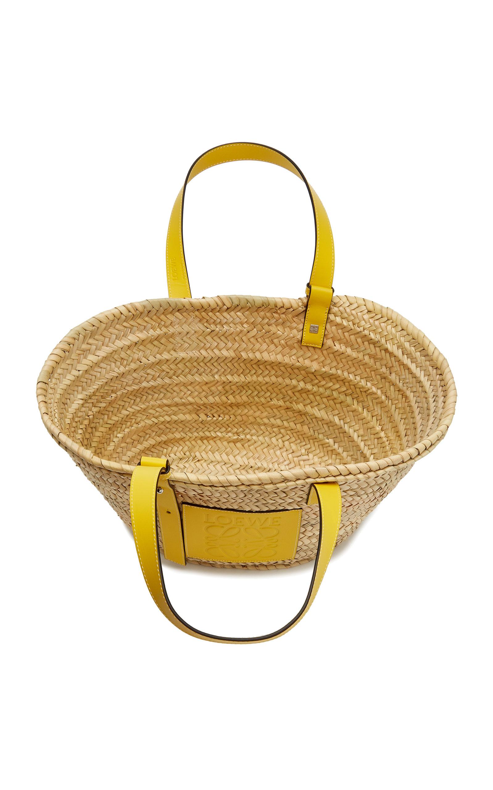 Loewe Small Raffia And Leather Basket Bag in Yellow - Lyst