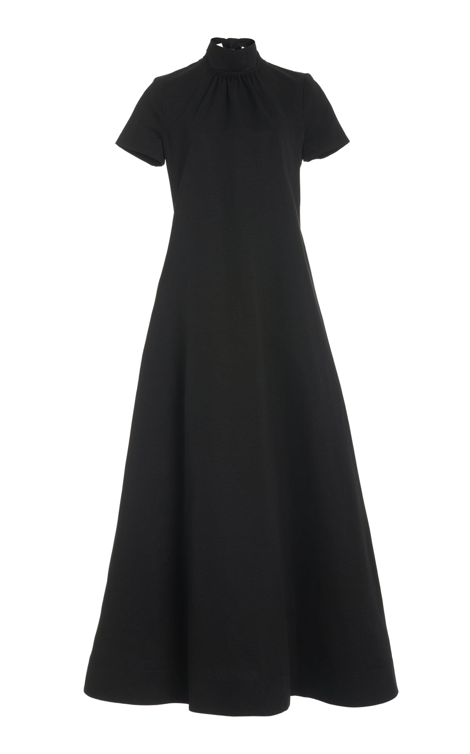 STAUD Ilana Tie-neck Cotton-blend Maxi Dress in Black | Lyst