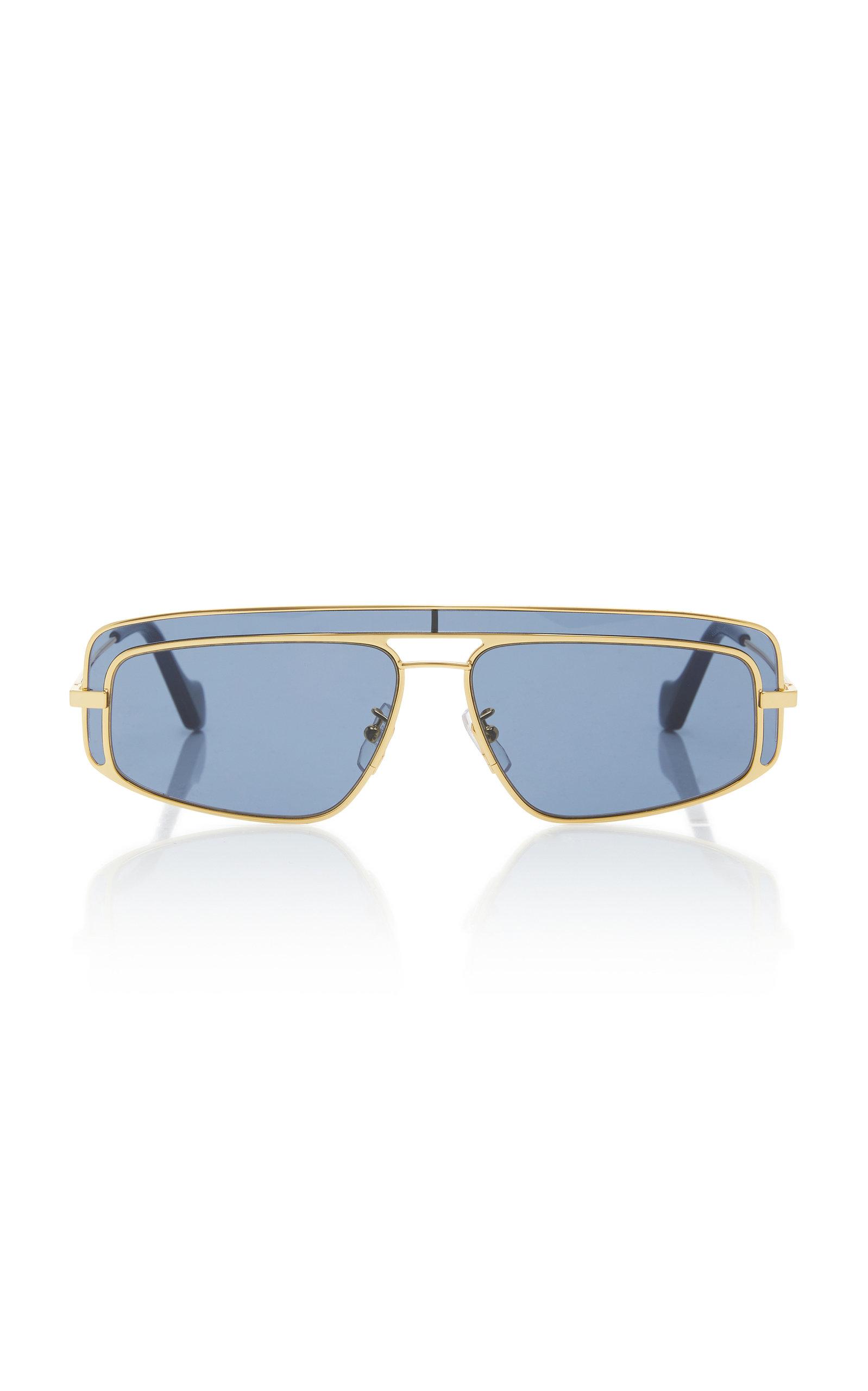 Loewe Leather Square-frame Metal Sunglasses in Blue | Lyst