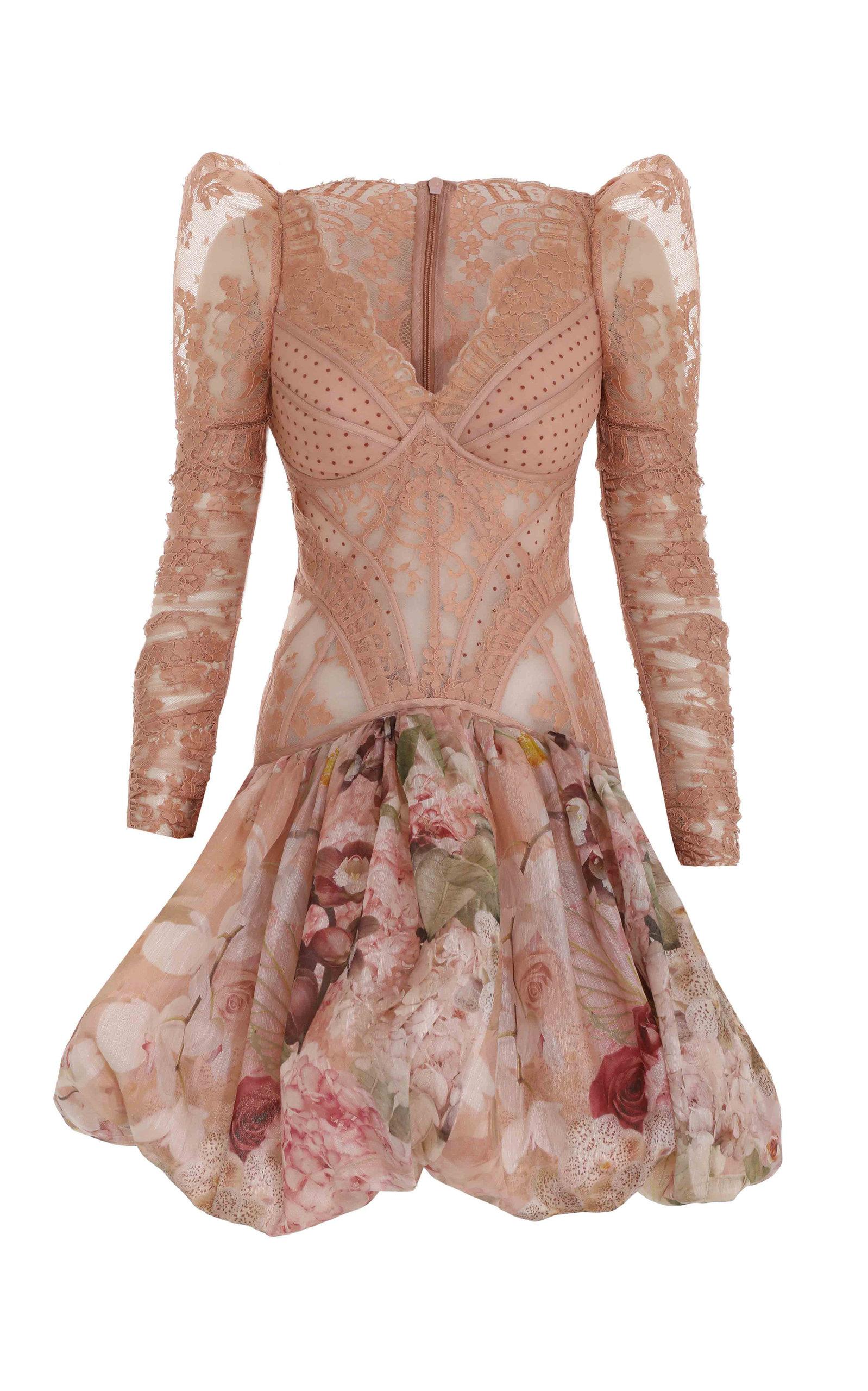 Zimmermann Pink Lace Dress Zimmermann Dancer Lace Silk-linen Mini