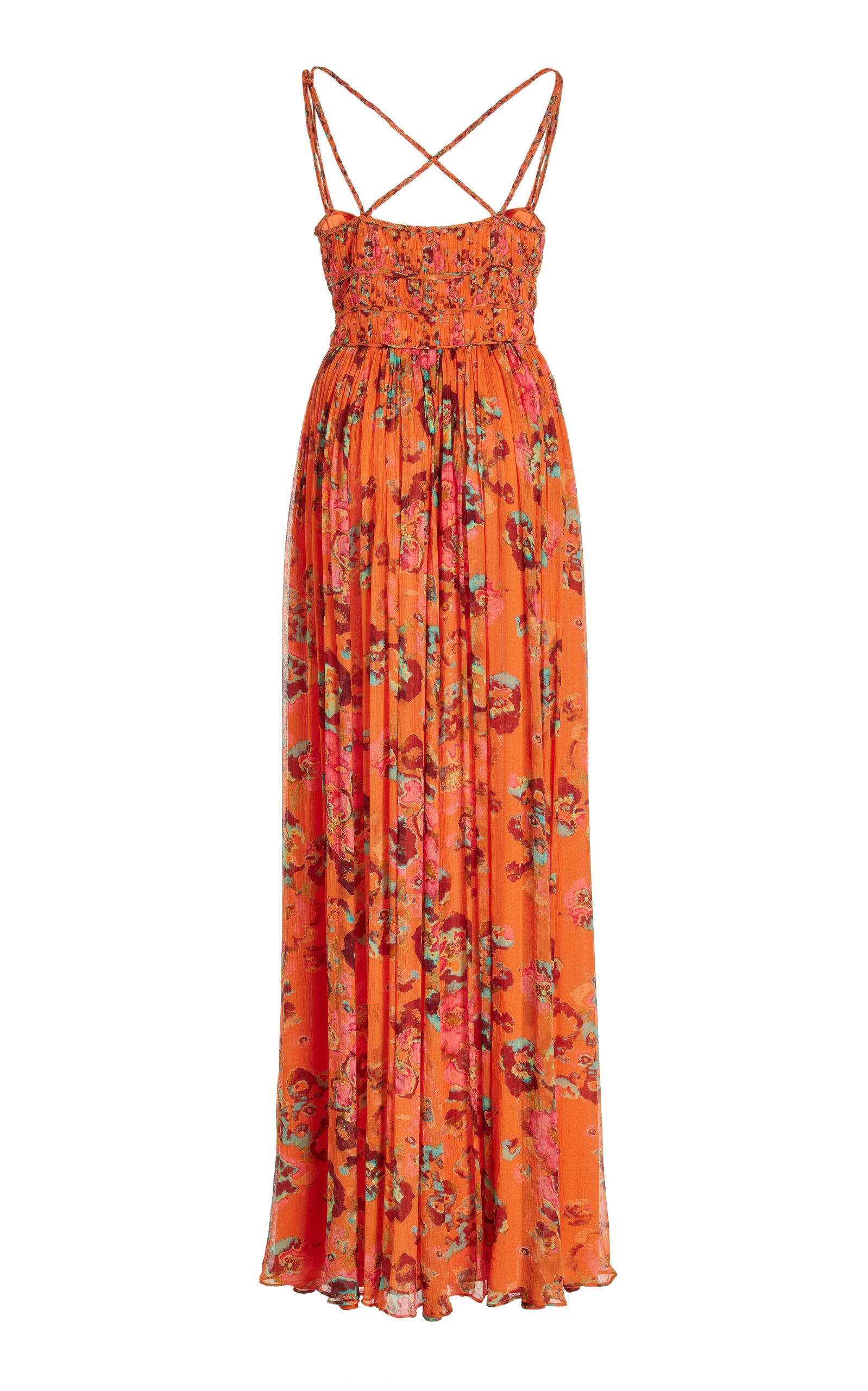 Ulla Johnson Ines Floral-printed Silk Maxi Dress in Orange | Lyst