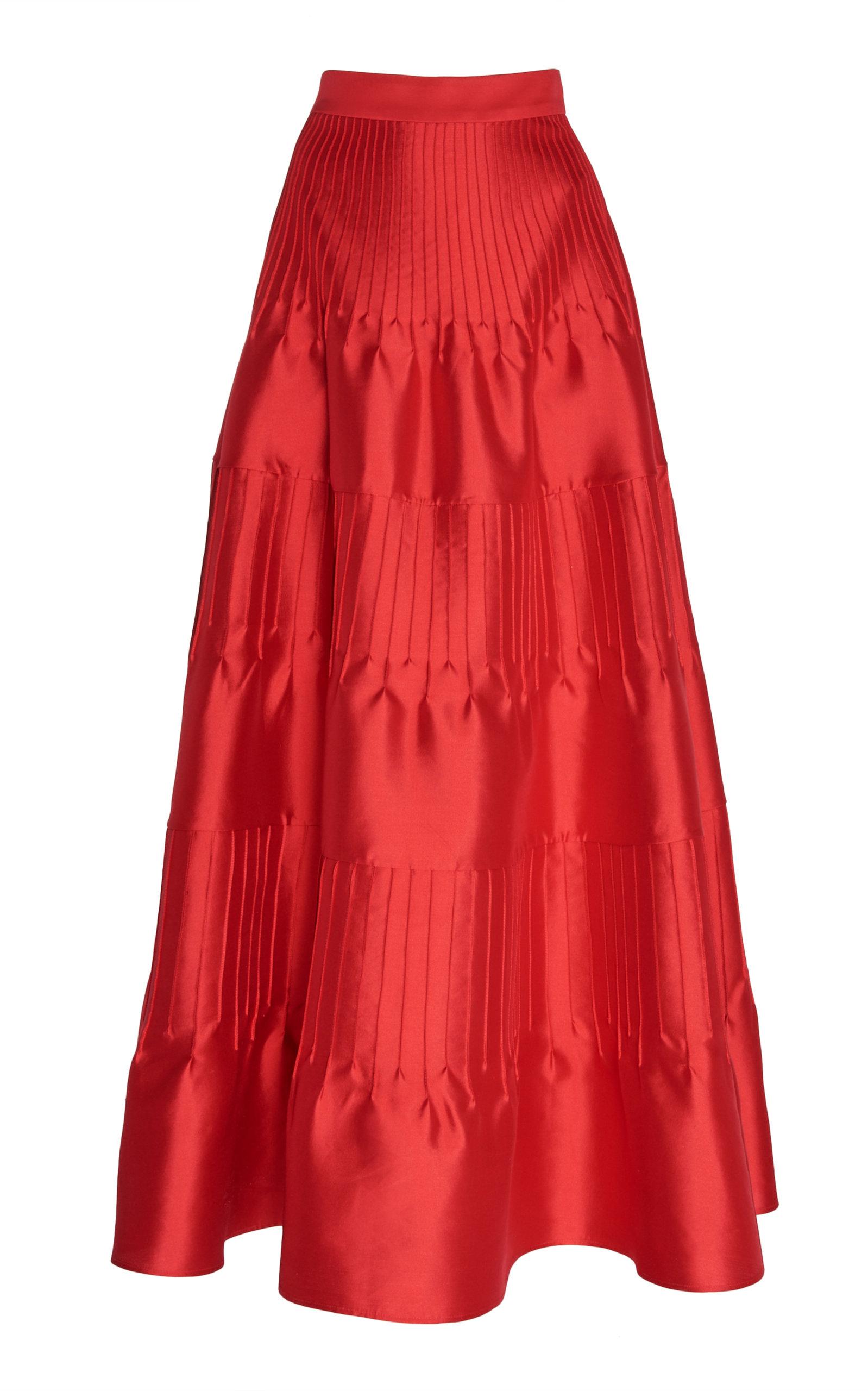 Huishan Zhang Reneta Silk Satin High Waist Skirt in Red - Lyst