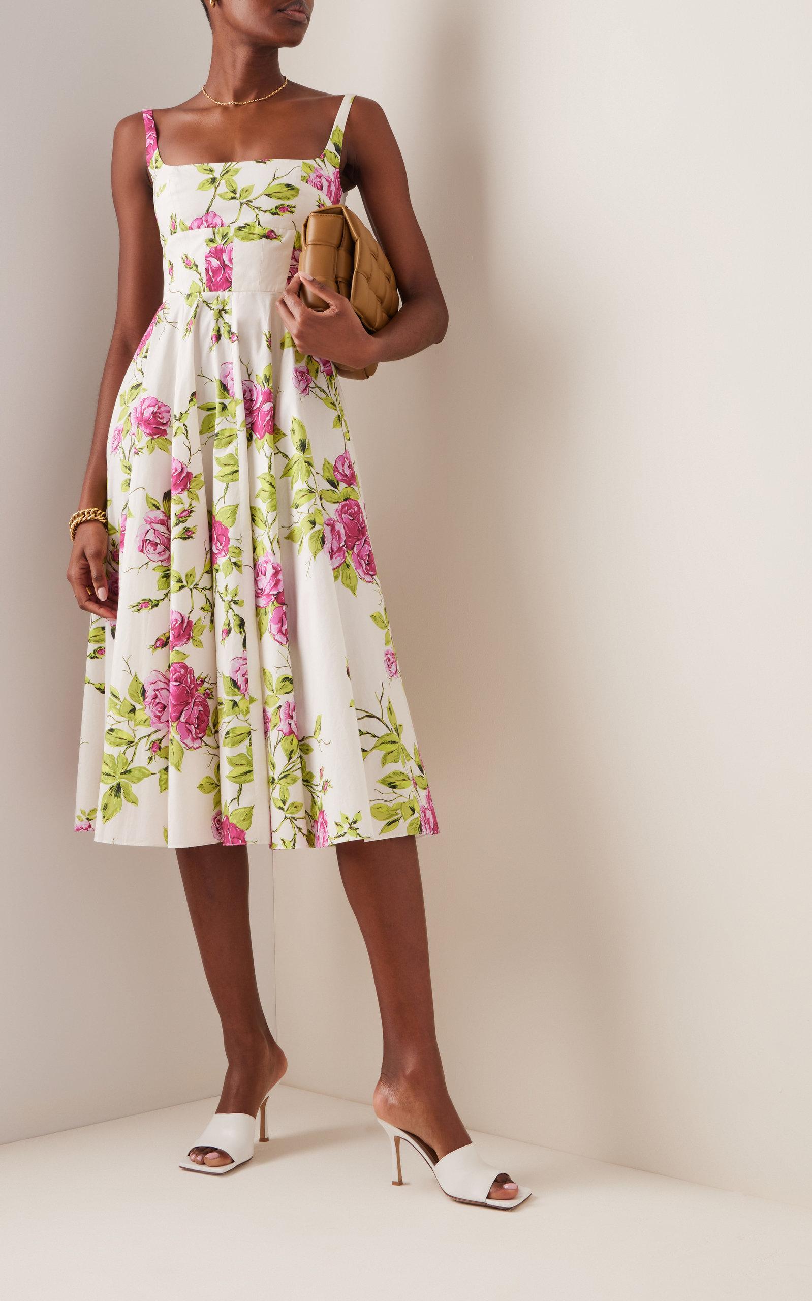 Emilia Wickstead Mona Floral Cotton Midi Dress | Lyst