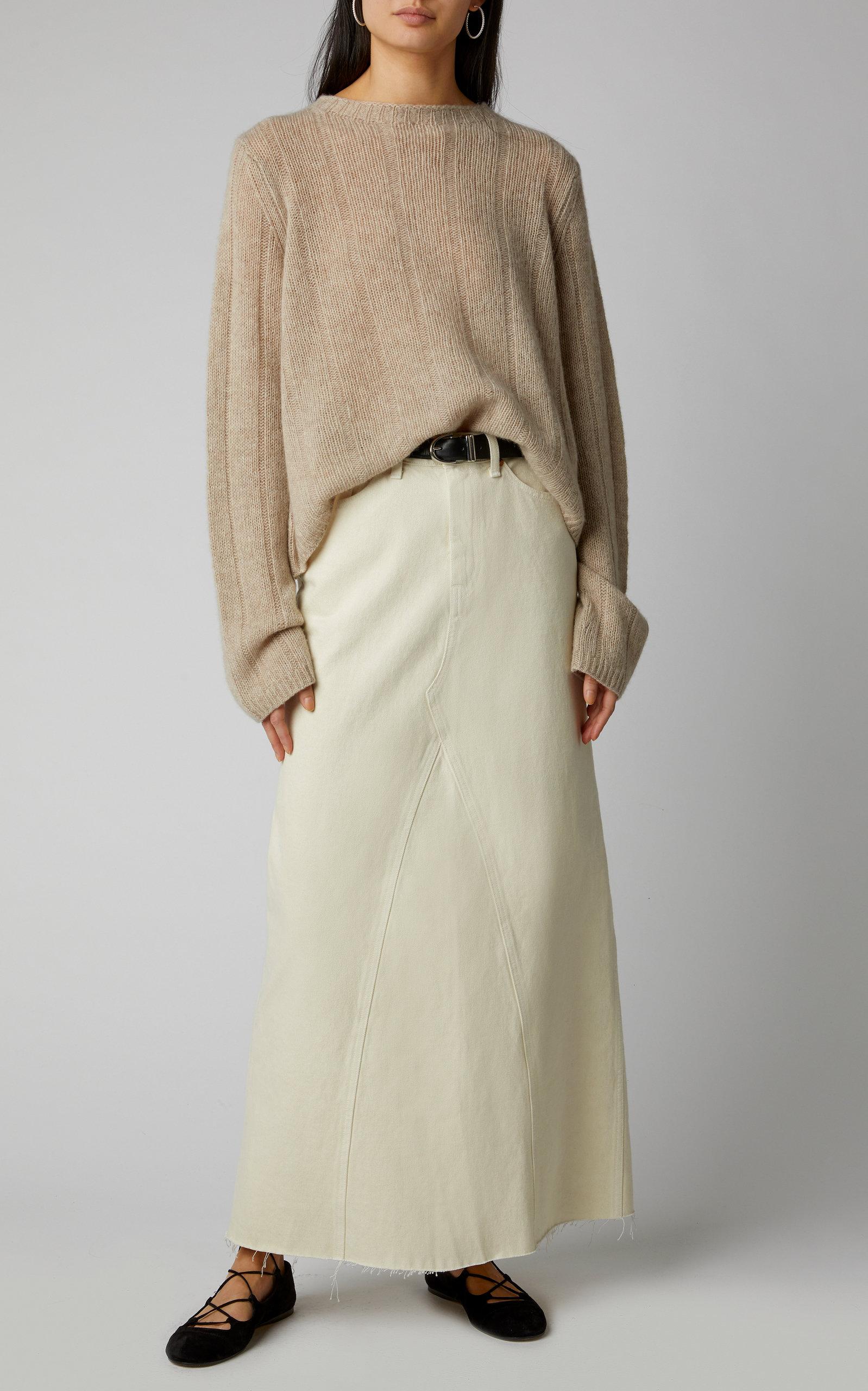 Khaite Magdalena Denim Maxi Skirt in White | Lyst