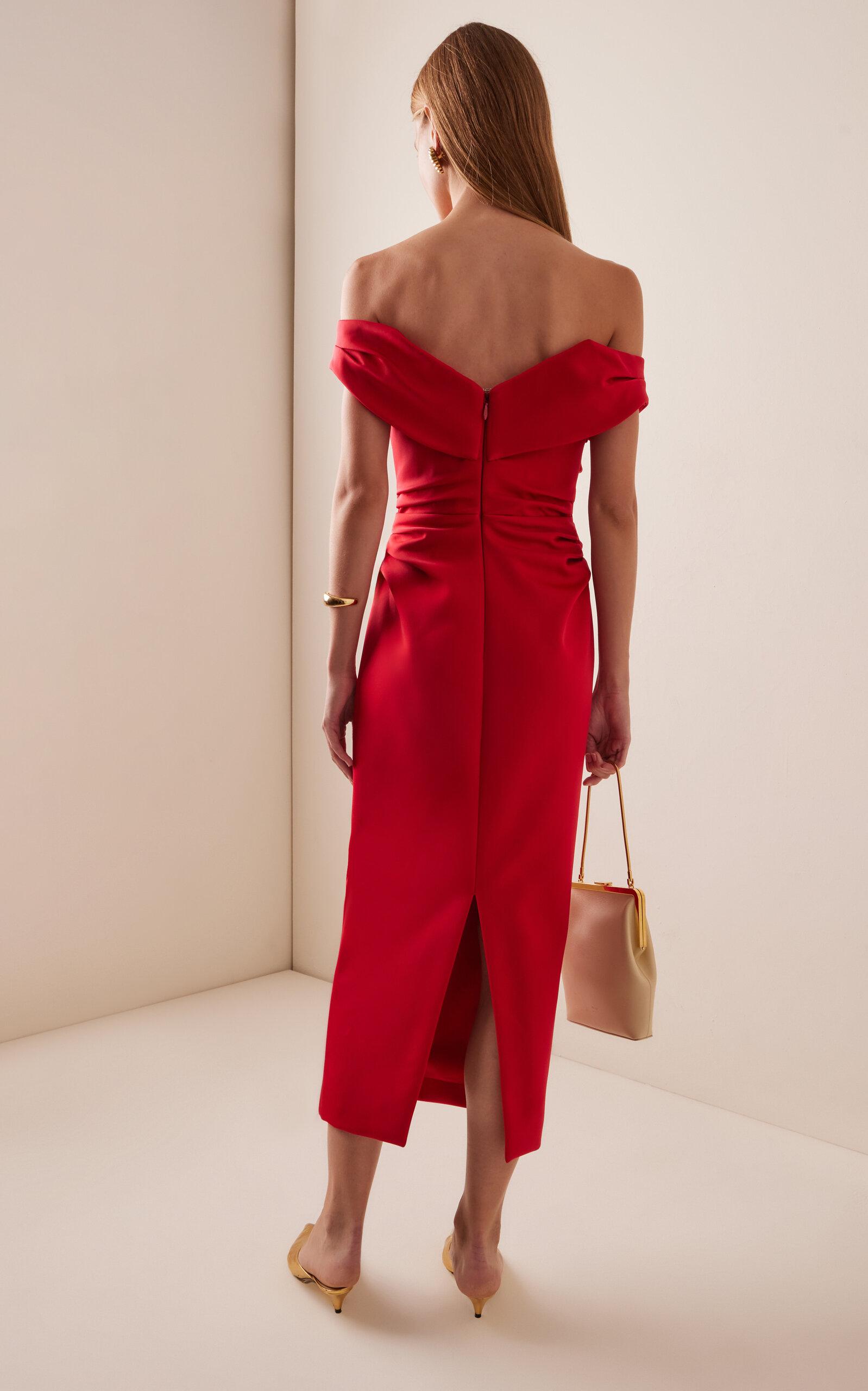 Rachel Gilbert Daria Gathered Satin Midi Dress Lyst UK