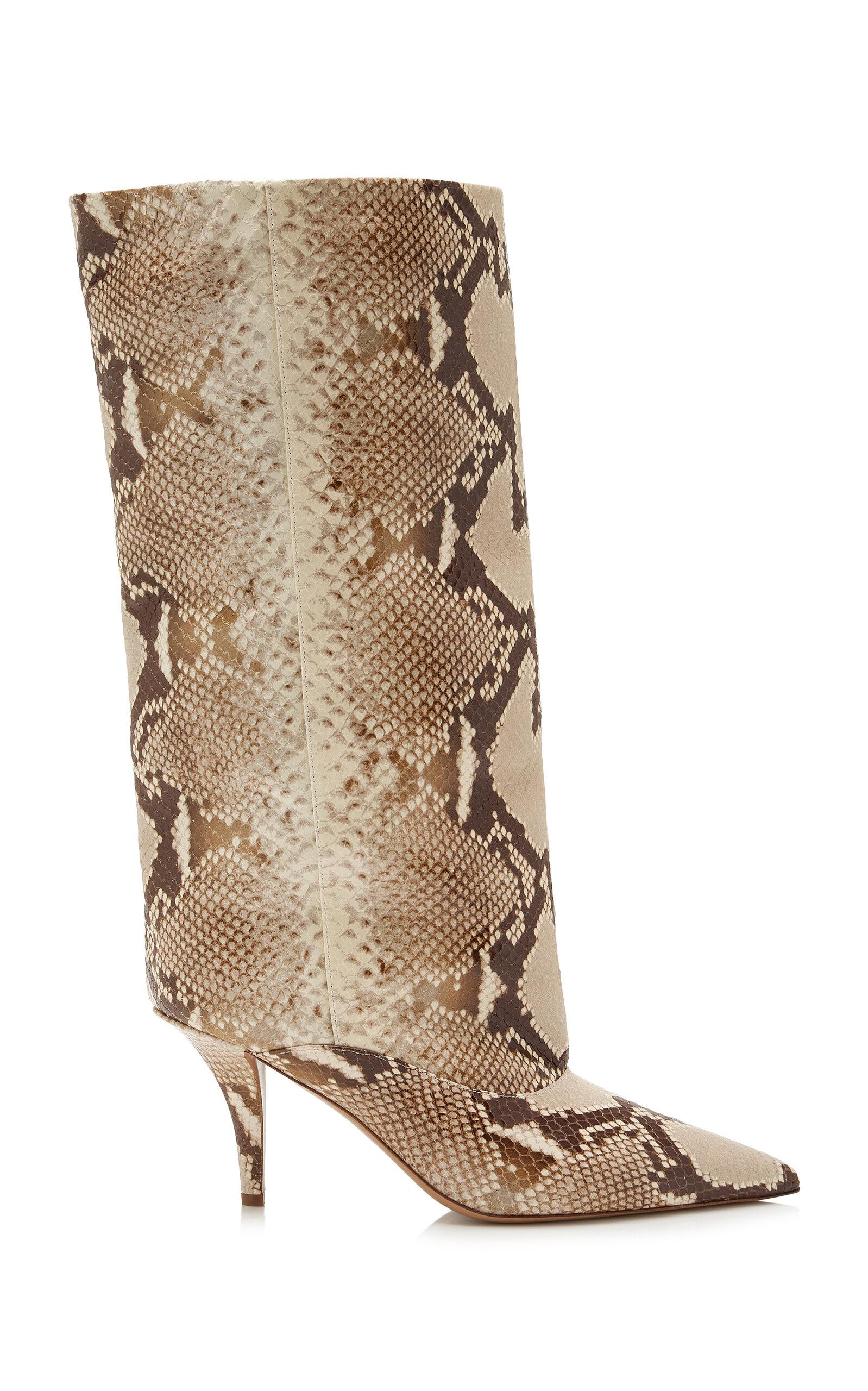 Paris Texas Ines Snake-effect Leather Boots in Natural | Lyst