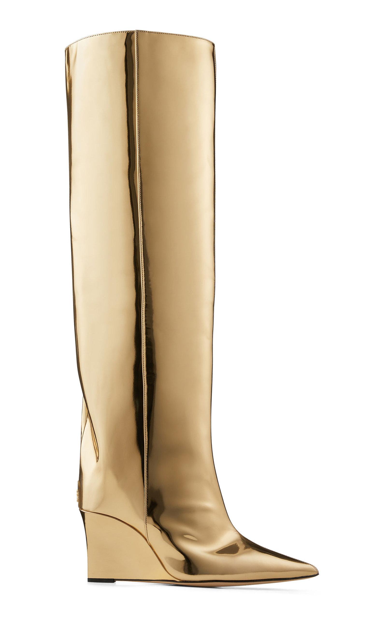 Jimmy Choo Blake Metallic Leather Knee-high Boots in Gold (Natural ...