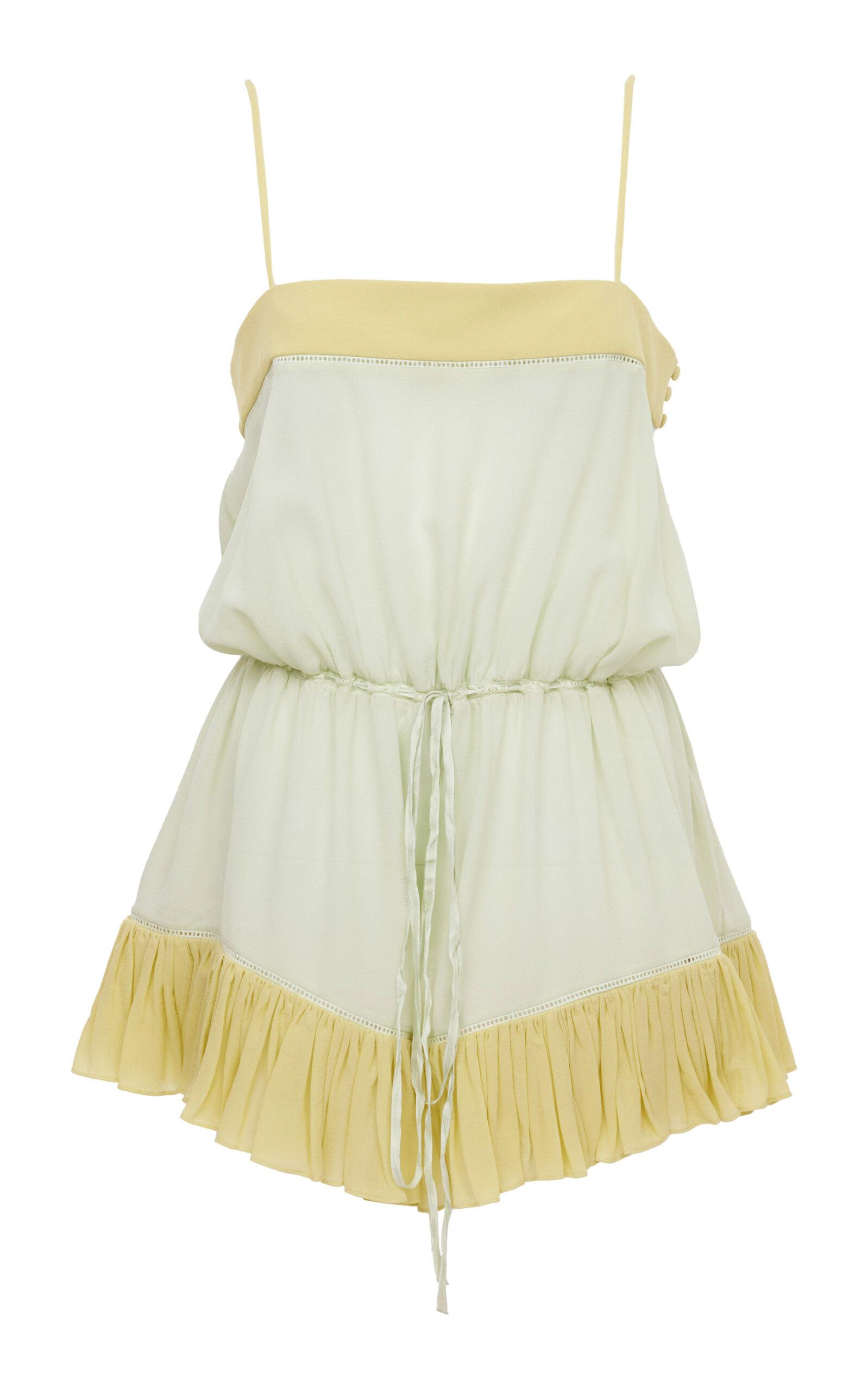 Midnight Doll V-Neck Spaghetti Strap Tie Front Double Tiered
