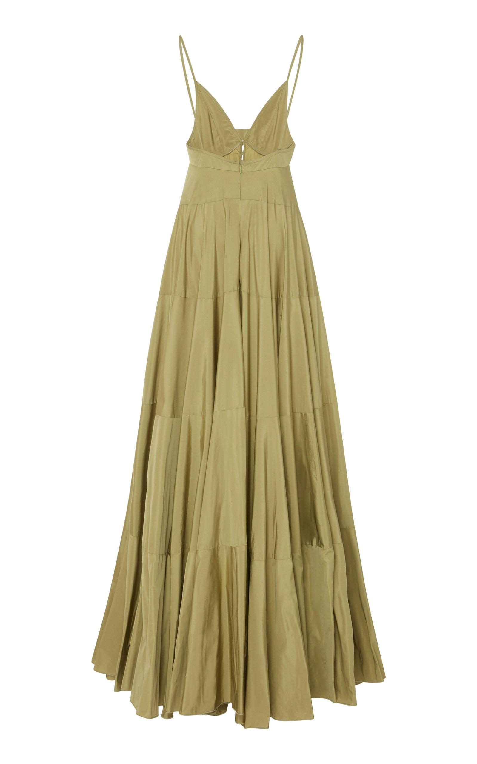 Jacquemus La Robe Manosque Tiered Twill Maxi Dress in Green | Lyst