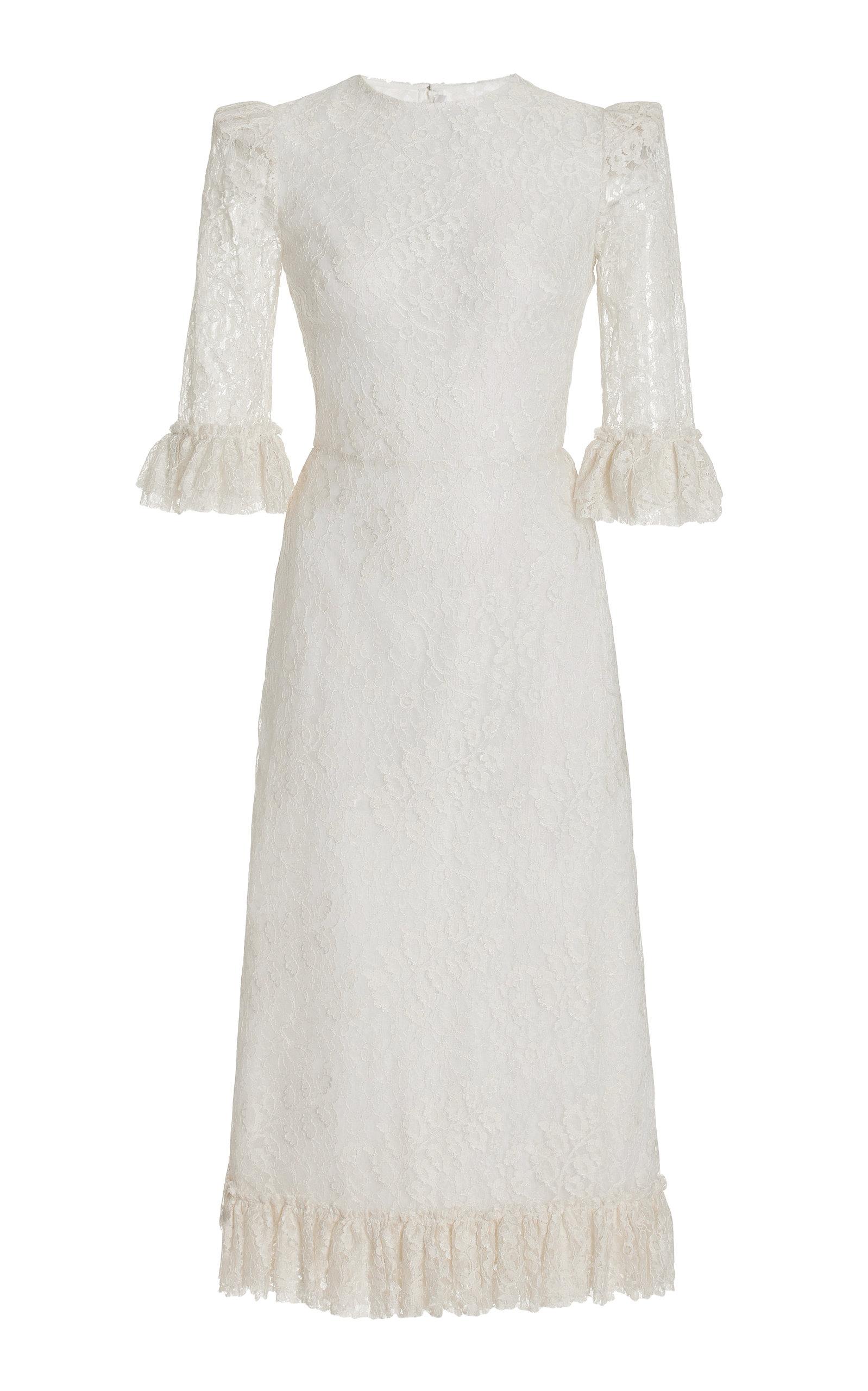 The Vampire's Wife The Falconetti Lace Midi Dress in White | Lyst UK