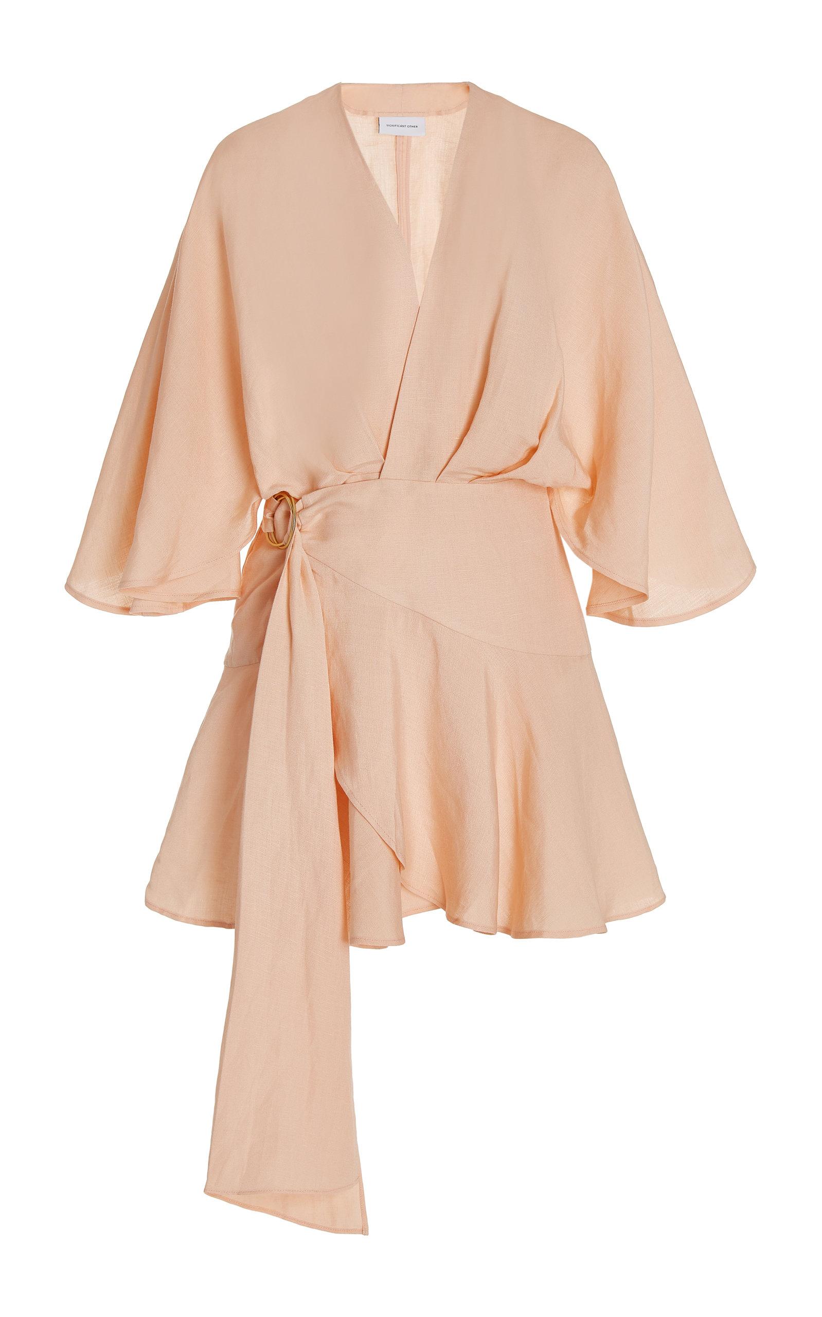 Significant Other Exclusive Olivia Linen-blend Mini Wrap Dress in Orange |  Lyst
