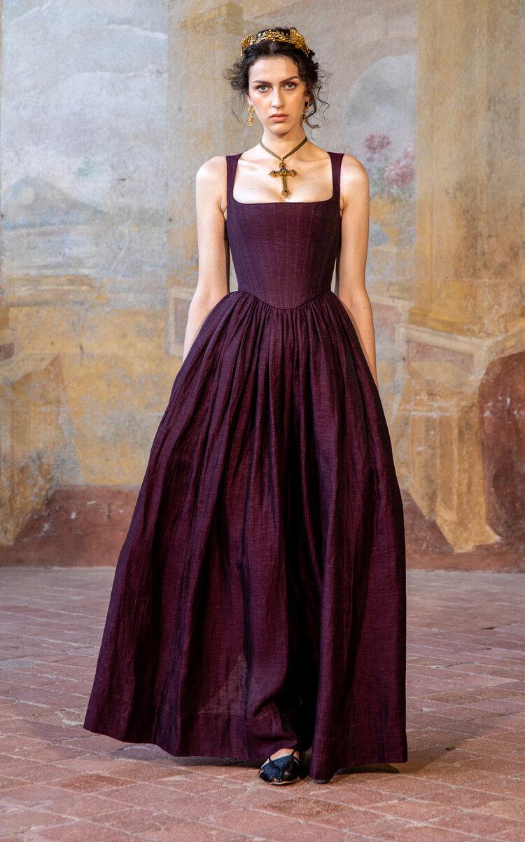 lena hoschek corset dress Lena Hoschek Theodora Corset Cotton Maxi Dress in Purple