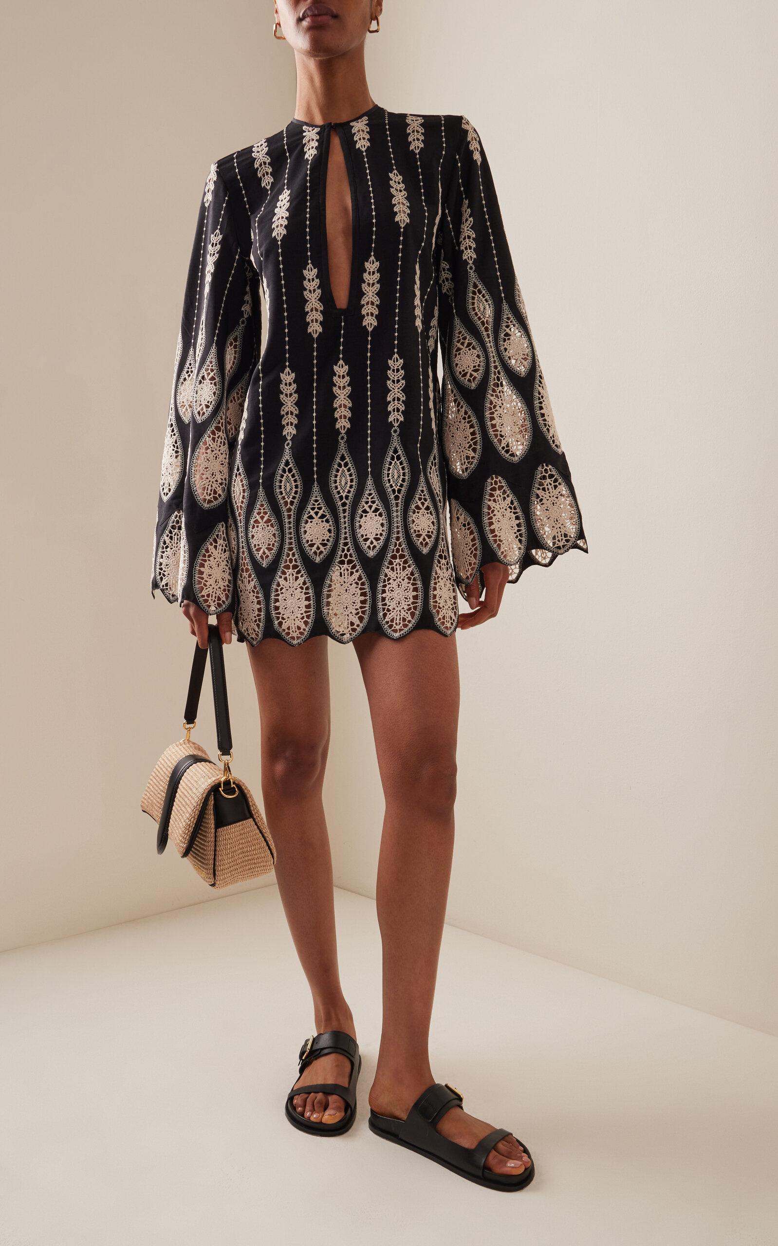 Johanna Ortiz Vision Seeking Embroidered Lace Mini Dress in Black | Lyst