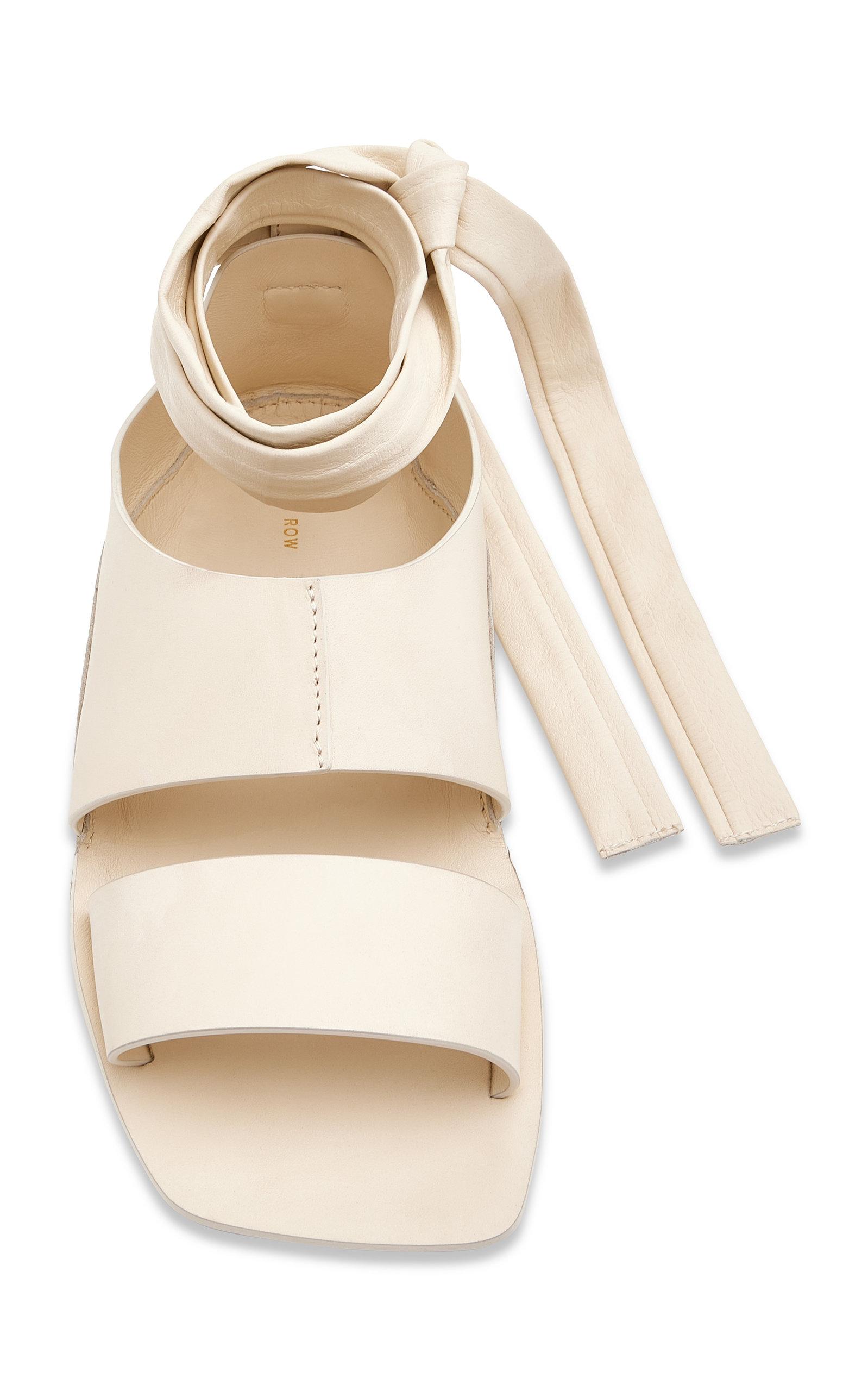 The Row Ira Leather Sandals in White | Lyst
