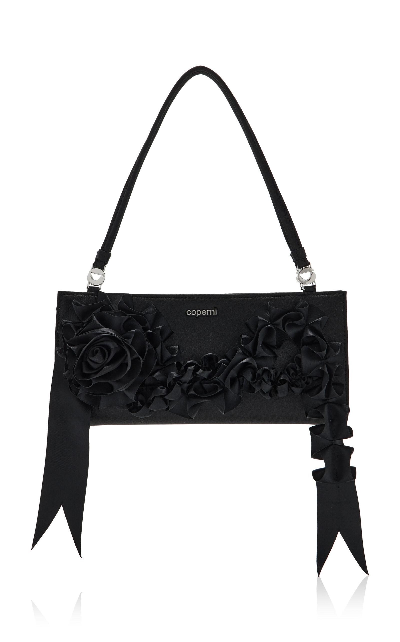 Coperni Pleated Ribbon Satin Pochette Bag in Black | Lyst