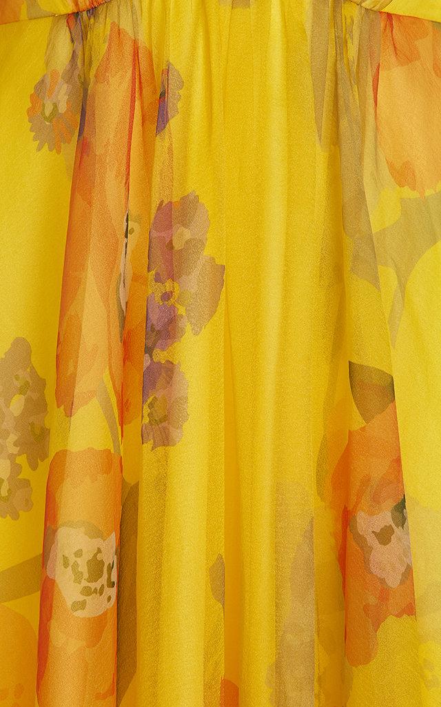 staud dandelion chiffon maxi dress STAUD DANDELION GREEN FLORAL GOWN SIZE 00 Wore this