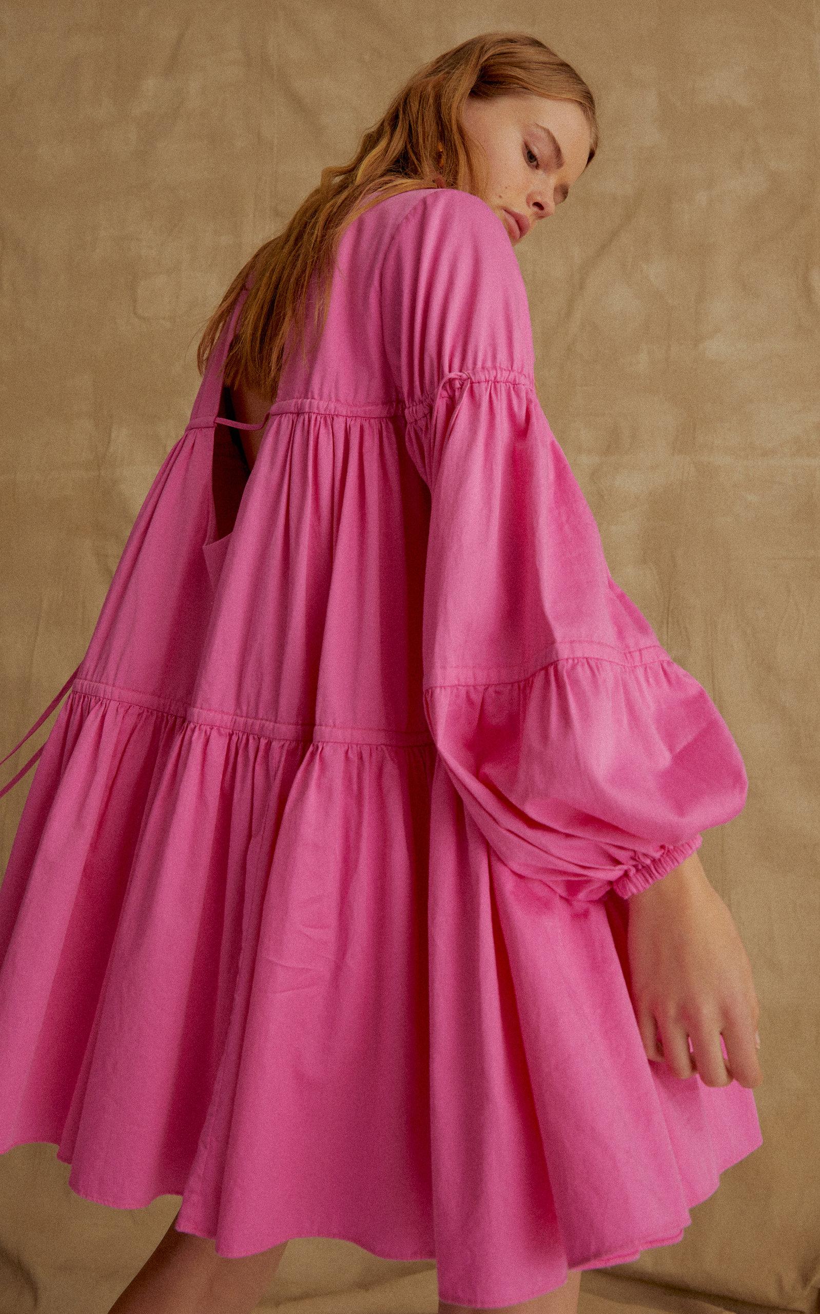 Aje. Allégro Gathered Cotton-blend Smock in Pink | Lyst