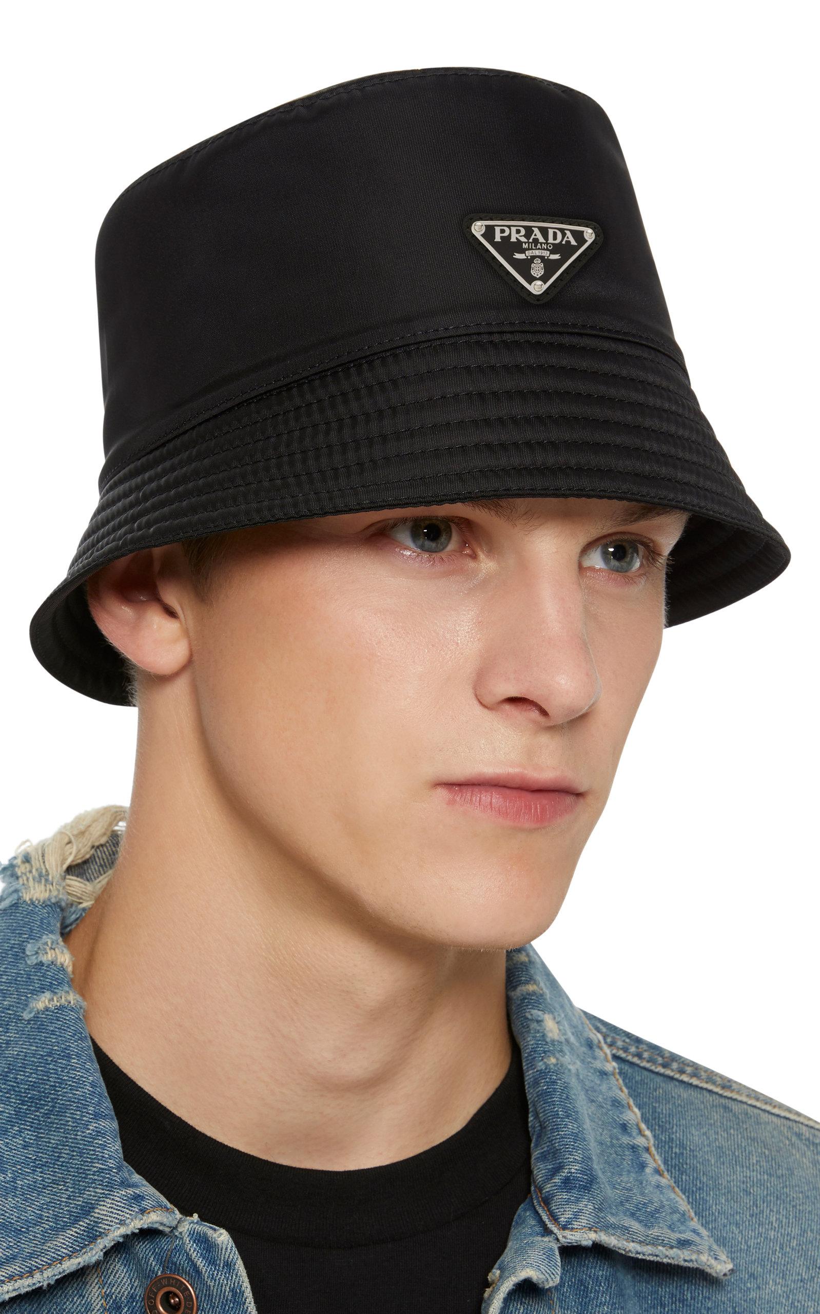 Prada Logo-appliquéd Nylon Bucket Hat in Black for Men | Lyst