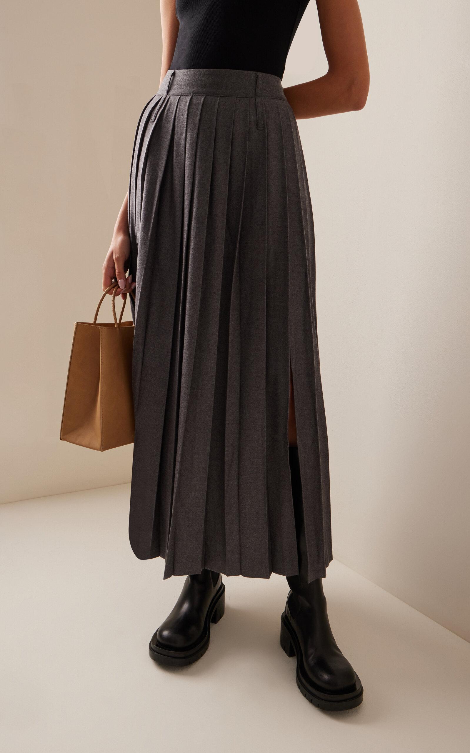 The Frankie Shop Grey Pleated Skirt In Black Frankie Shop Bailey